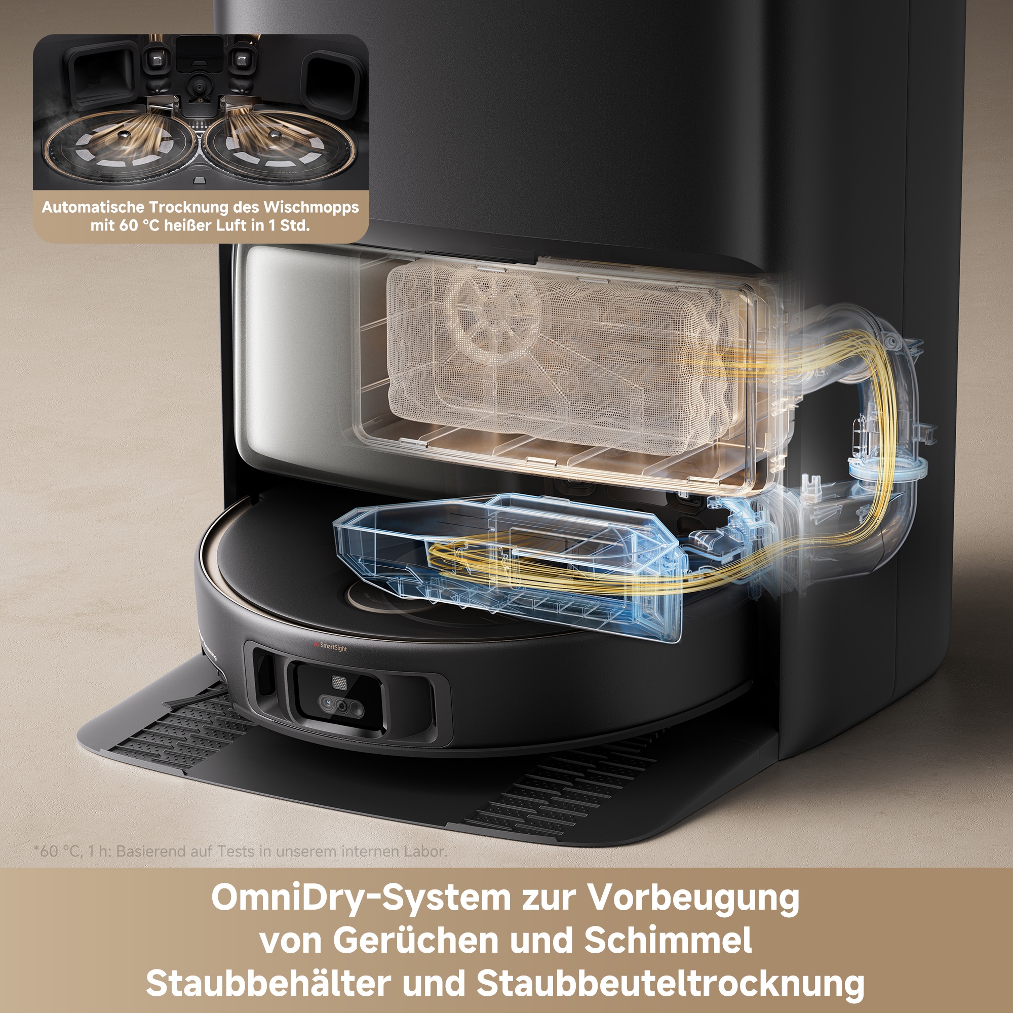 Mova Nass-Trocken-Saugroboter »V50 Ultra Complete, automatische Staubbehälter-u. Staubbeuteltrocknung« Vollautomatische Basisstation, selbstreinigender HEPA-Filter