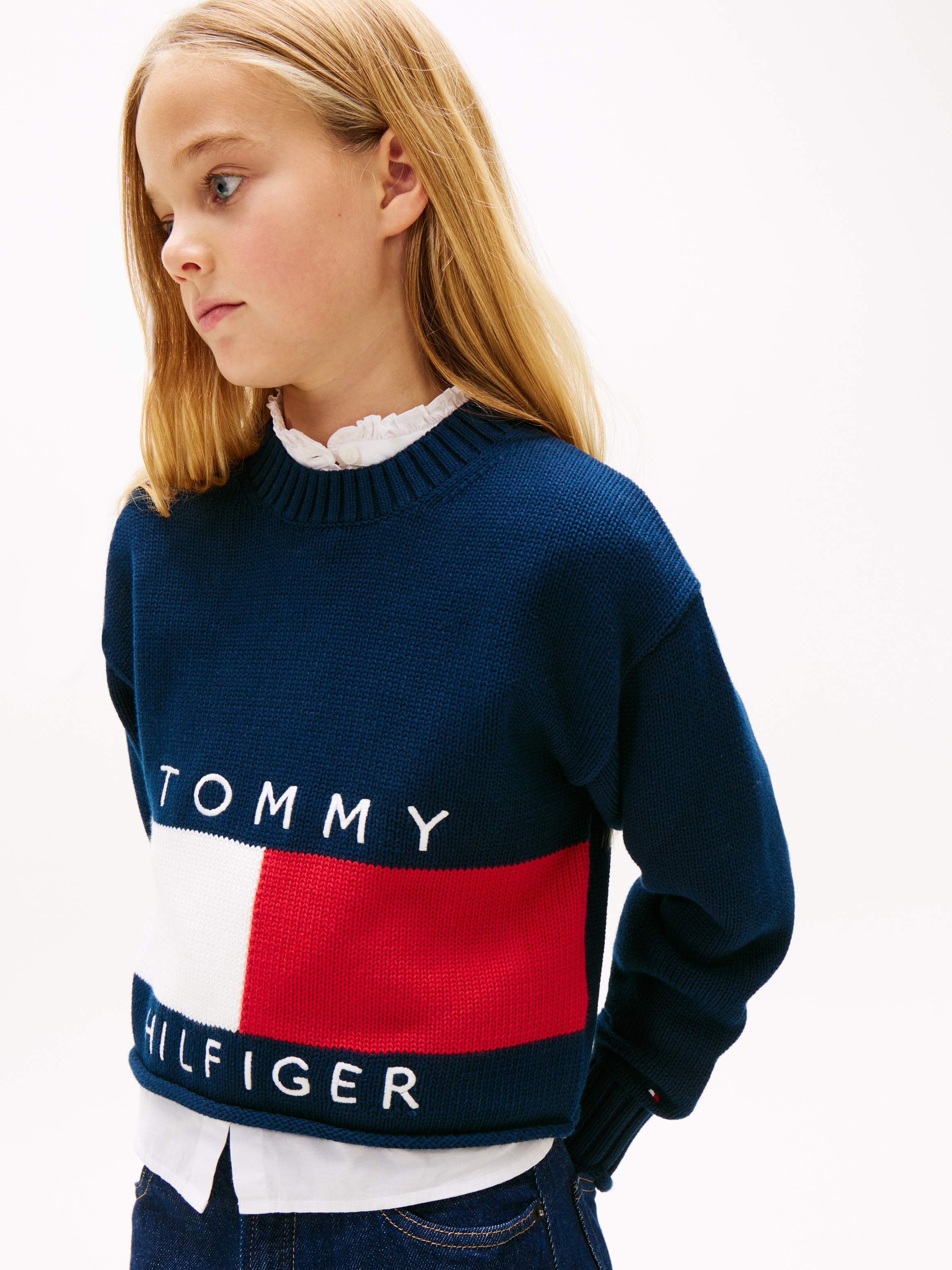 Tommy Hilfiger Strickpullover Kinder bis 16 Jahre, mit Rundhalsausschnitt