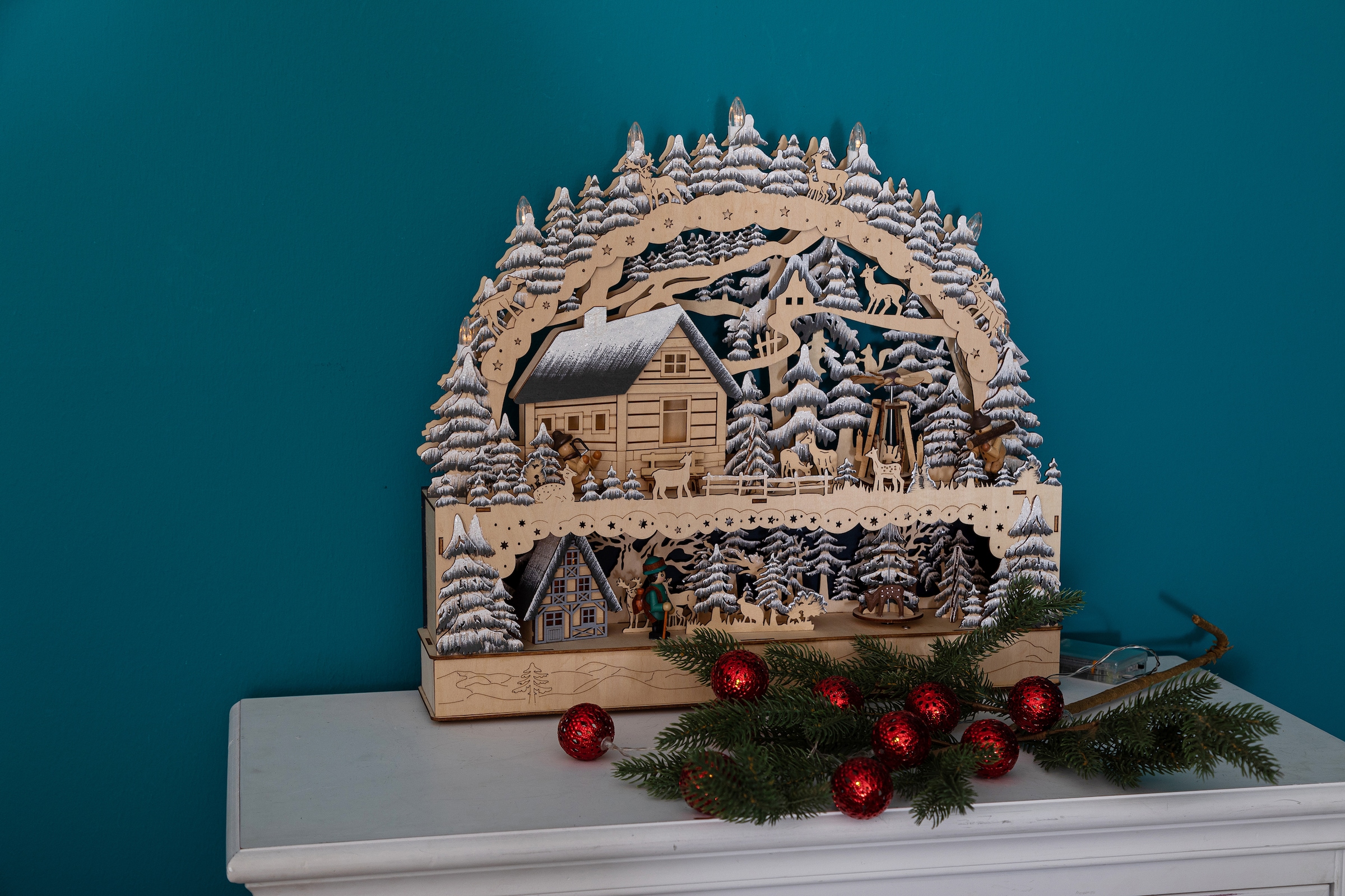 Home affaire LED Schwibbogen »Weihnachtsdeko«, aus Holz, mit LED Beleuchtung,  Höhe ca. 47 cm online kaufen