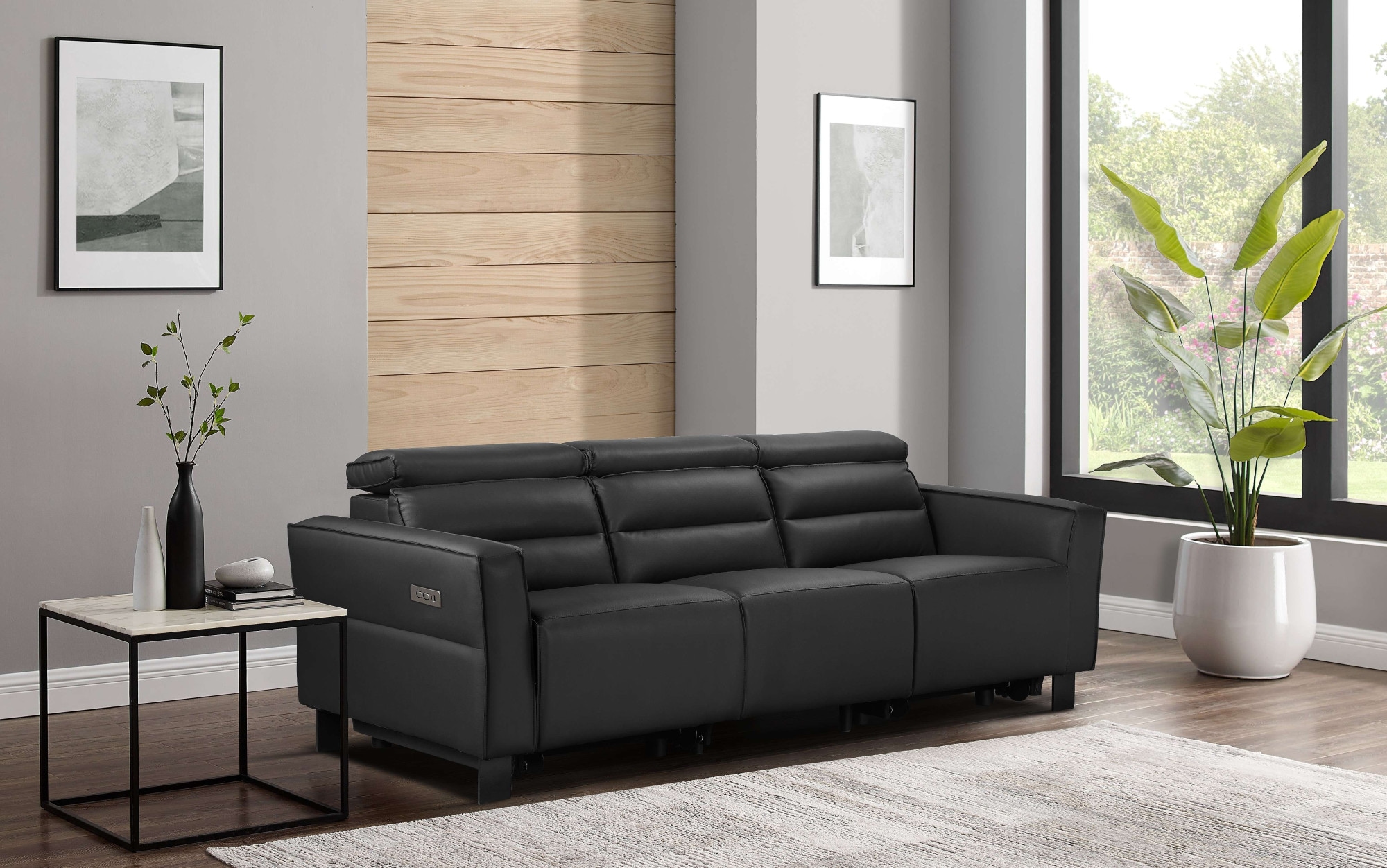 Places of Style 3-Sitzer »Carpari, 224cm, manuelle od. elektrische Relaxfunktion in 2 Sitzen«, mit USB-A/C, Kopfteilverstellung, Echtleder, Kunstleder, Webstoff