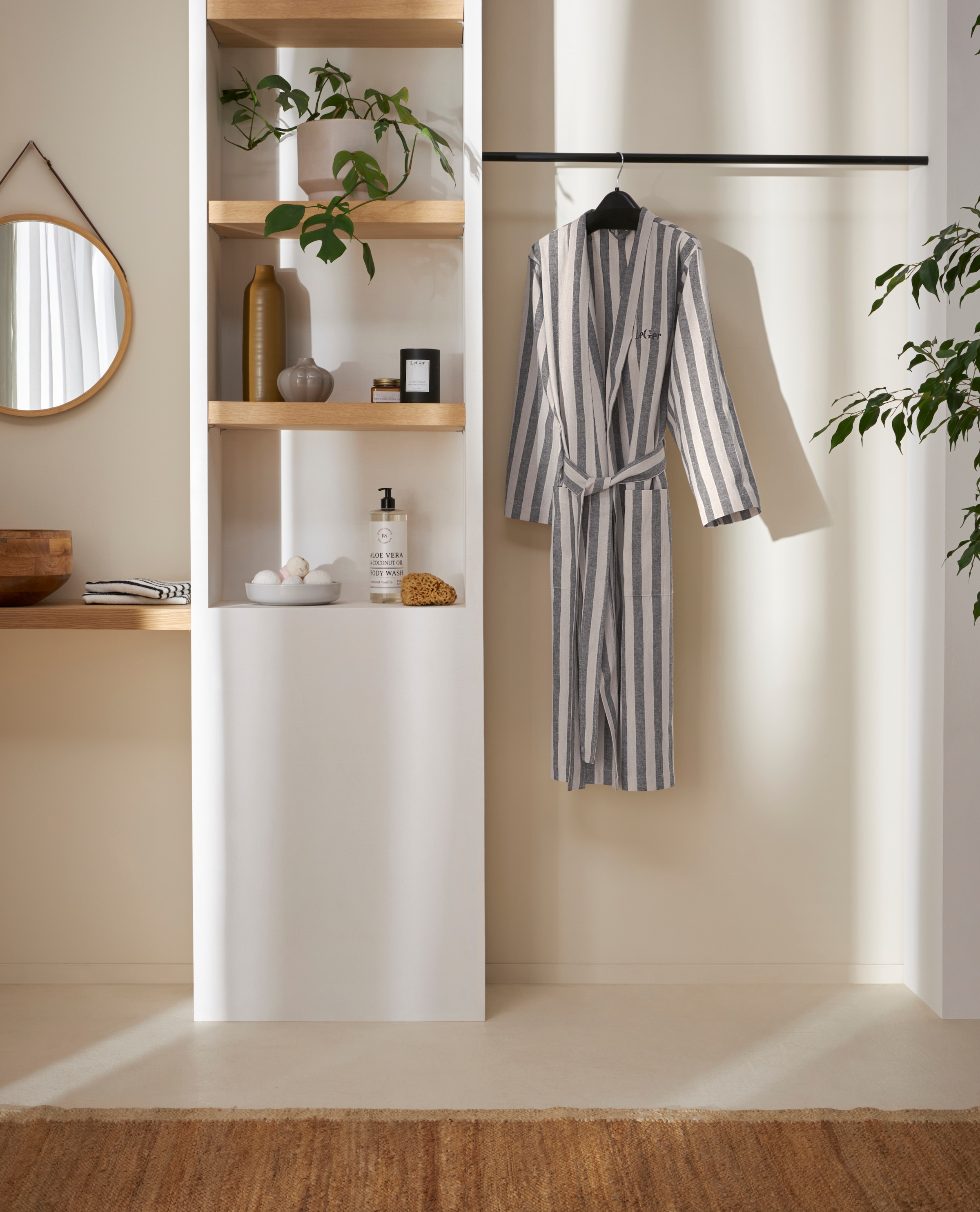 LeGer Home by Lena Gercke Bademantel »Tamsin, Benny, ideal für Sauna & Spa, Hotelbademantel, Morgenmantel« 1 Stk. Baumwolle, Leinen, gestreift