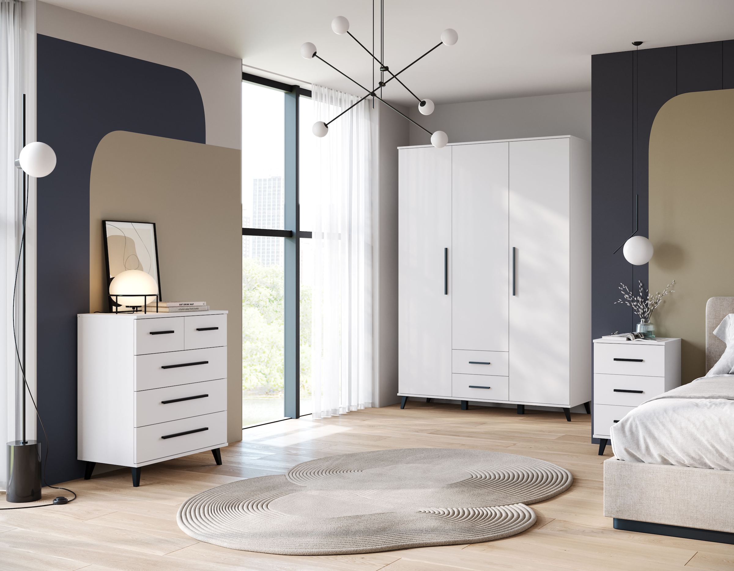 INOSIGN Sideboard »Lagos, Kommode, 5 Schubladen, schwarze Griffe & Füße«, (Wäscheschrank Bestseller in Top Qualität), modernes Design, B/T/H je 70/39,5/82,5 cm, pflegeleichte Oberfläche
