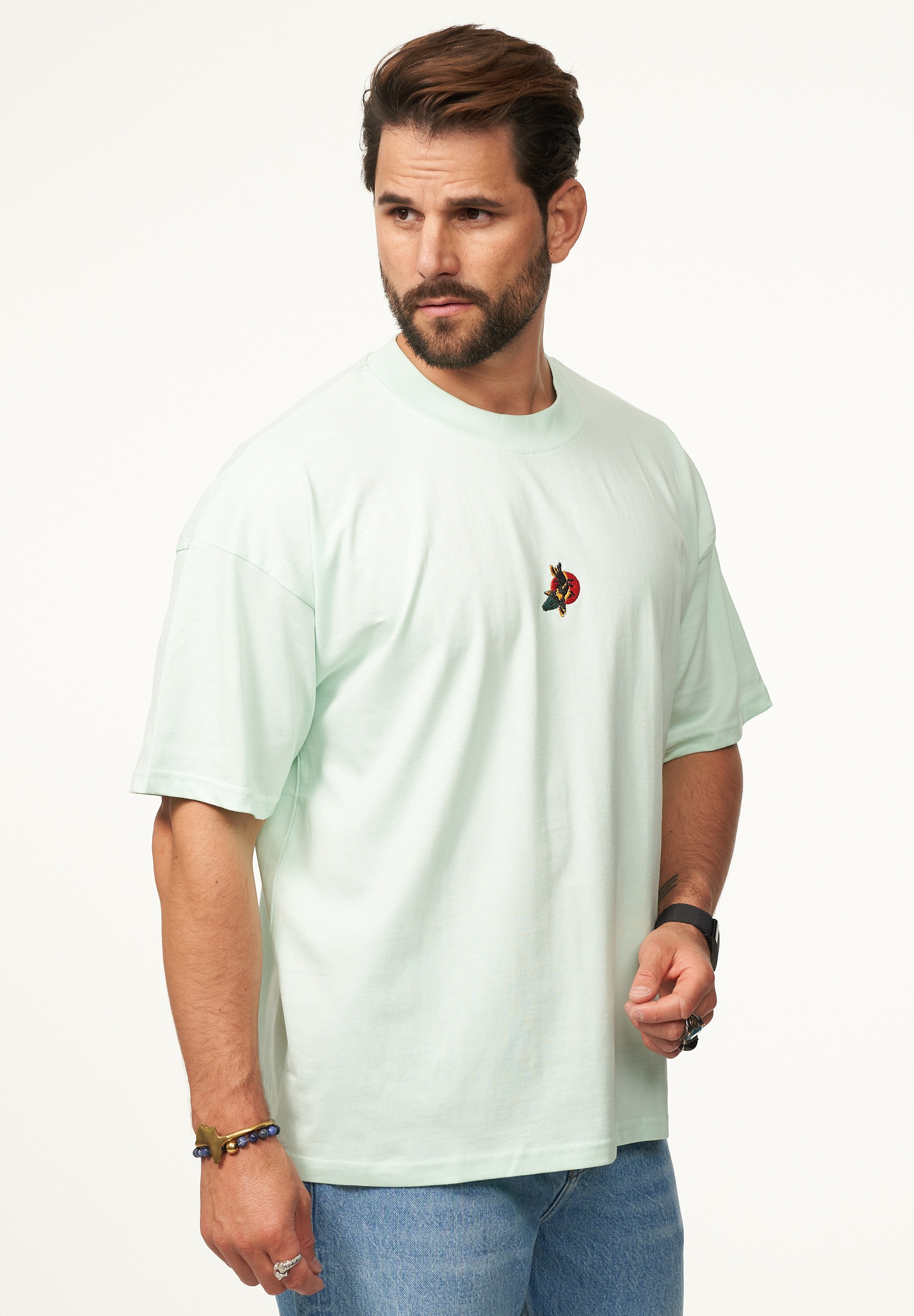 SOULSTAR T-Shirt »Kurzarm Oversize aus 100% Baumwolle mit Rundhalsausschnitt Crew Neck für Herren« Herren Oversize-Fit Kurzarm Shirt mit Rundhals-Ausschnitt