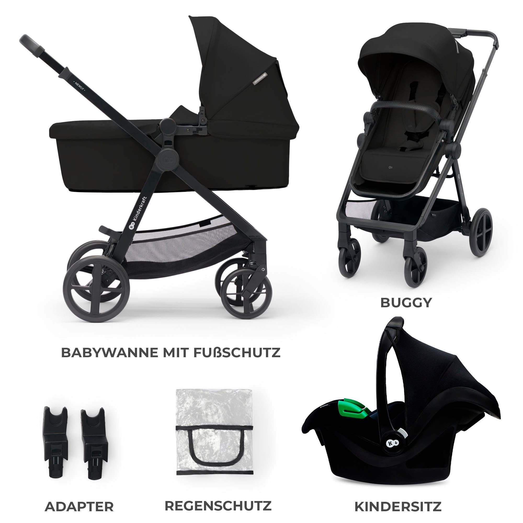 Kinderkraft Kombi-Kinderwagen »NEWLY 3IN1 MINK PRO«, 22 kg