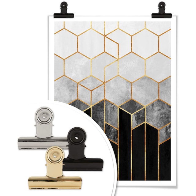 Wall-Art Poster »Hexagon Schwarz Grau«, Schriftzug, (1 St.) auf Raten  kaufen