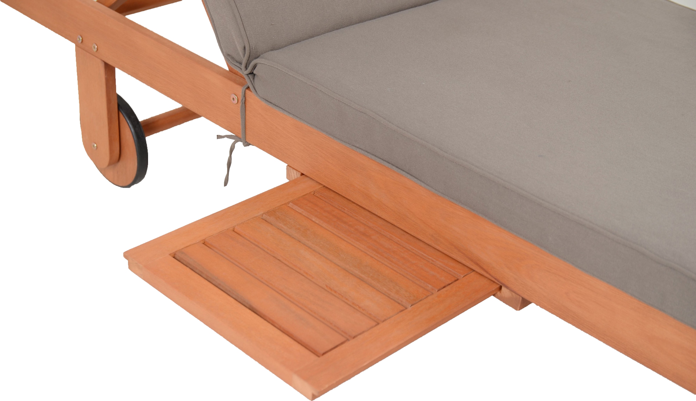 Garden Pleasure Gartenliege »Sonnenliege »SAN DIEGO«, braun« Eukalyptusholz, verstellbare Rückenlehne, L: 110, cmausziehbarer Tisch