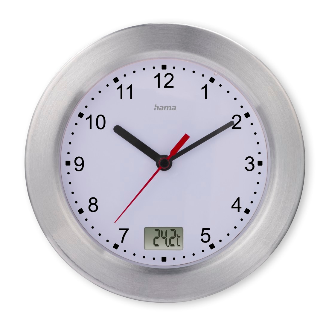 Hama Mauritius Horloge à quartz Rond Argent, Blanc