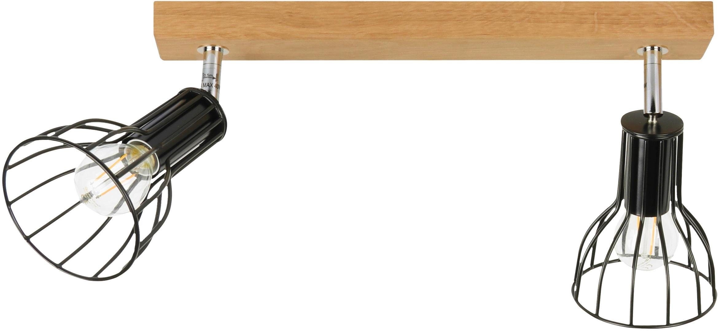 SPOT Light Deckenleuchte »MEGAN WOOD«, 2 flammig, Leuchtmittel E14 | ohne Leuchtmittel, Naturprodukt aus Eicheholz massiv, Nachhaltig - FSC®-zertifiziert
