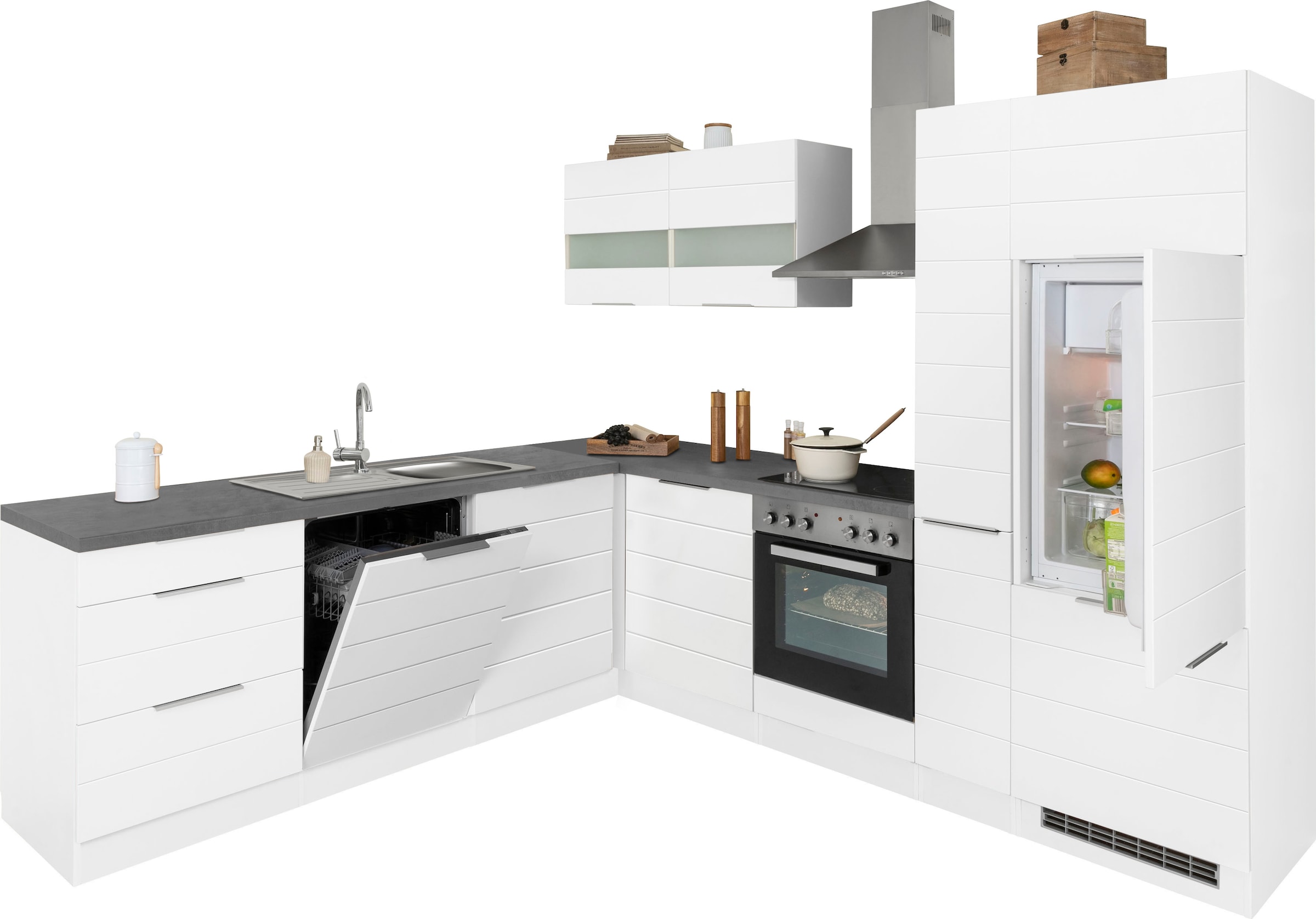 KOCHSTATION Winkelküche »KS-Luhe«, Stellbreite 240x270 cm, wahlweise mit oder ohne E-Geräten, MDF-Fronten