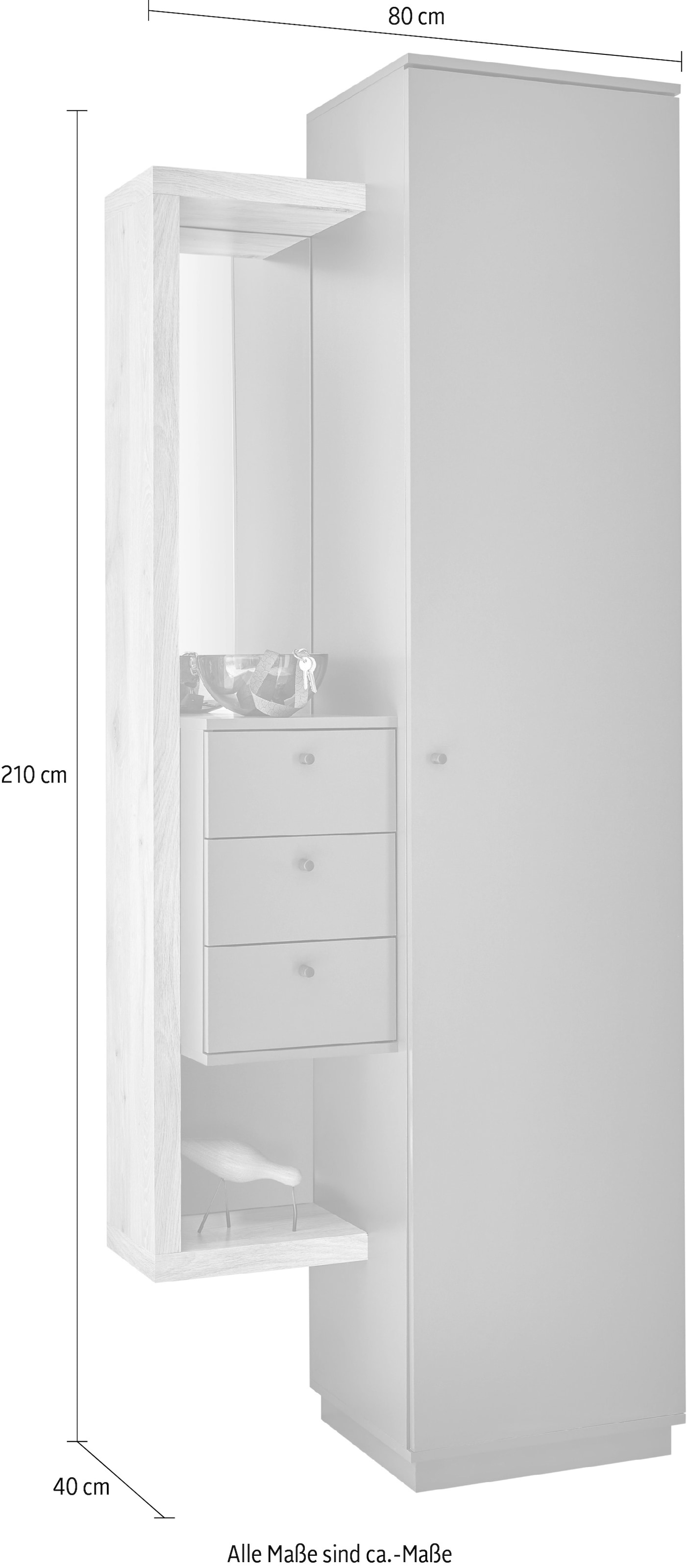 HBZ Garderobenschrank »Frame«, (1 St.), mit Spiegel,Kompaktgarderobe für Flur und Dielenbereich