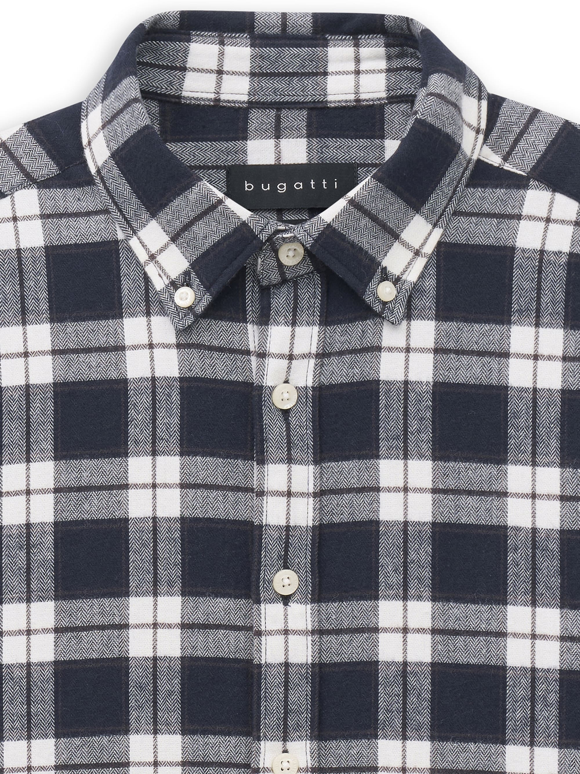 bugatti Langarmhemd »Modern Fit« Modern Fit Karo Herringbone Button-Down