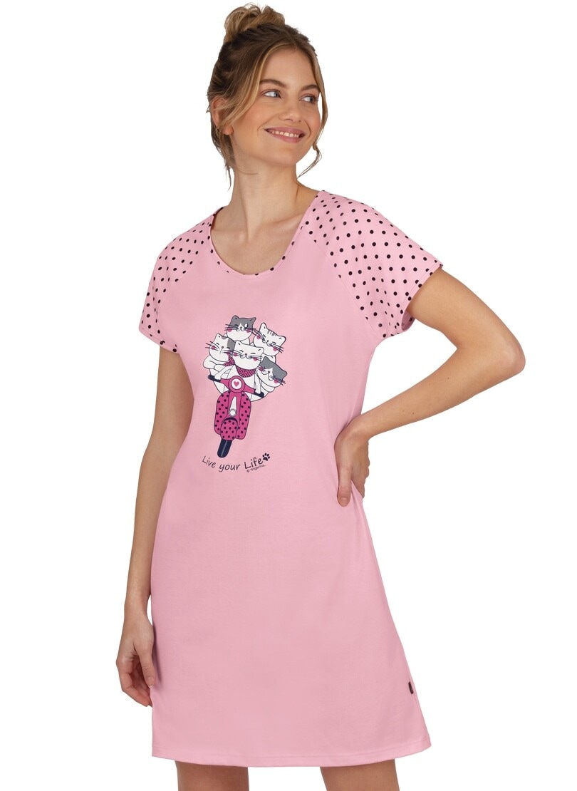 Trigema Schlafanzug »TRIGEMA großem Nachthemd bei Katzen-Motiv« mit