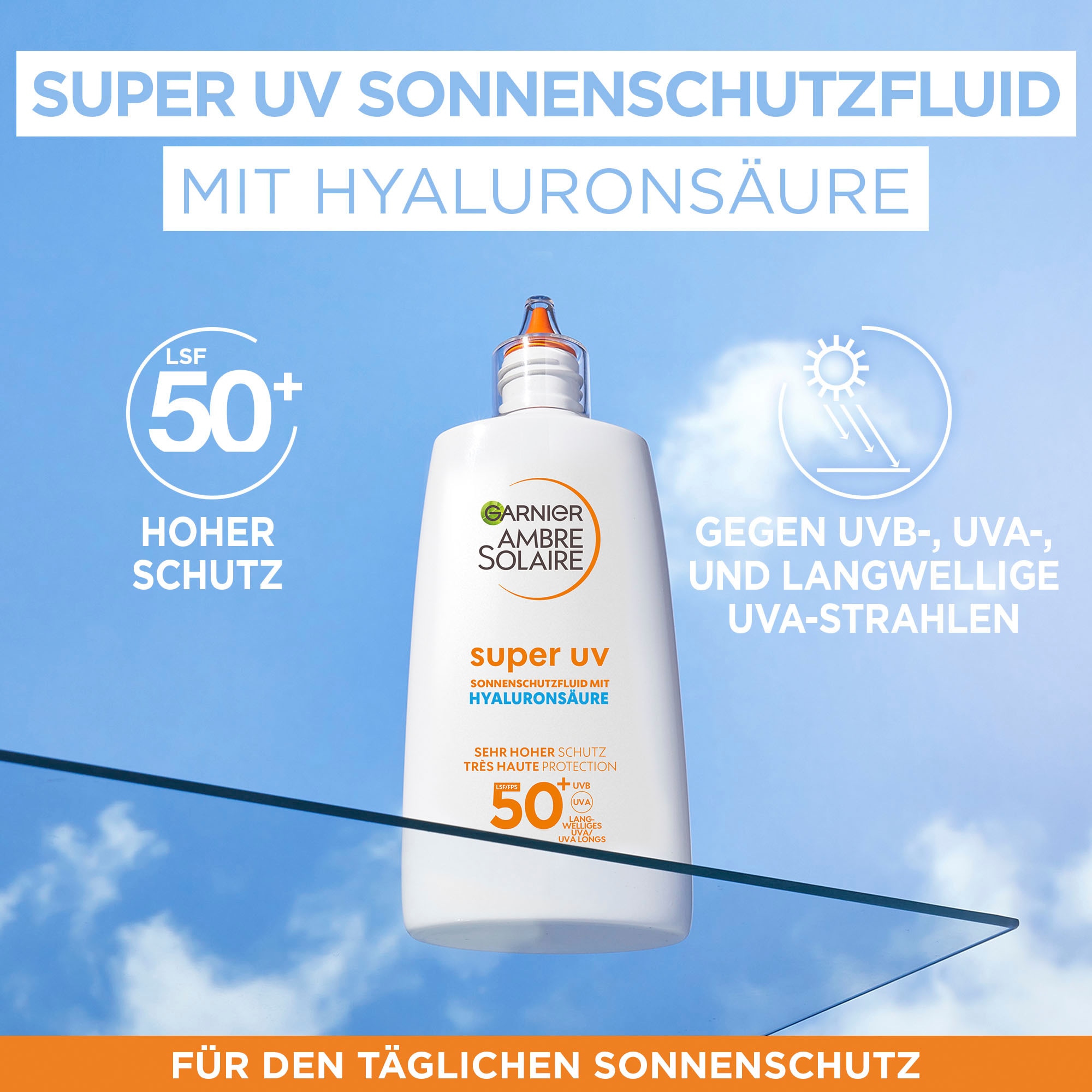 GARNIER Sonnenschutzfluid »Ambre Solaire Sensitive expert+«, mit Hyaluronsäure LSF 50