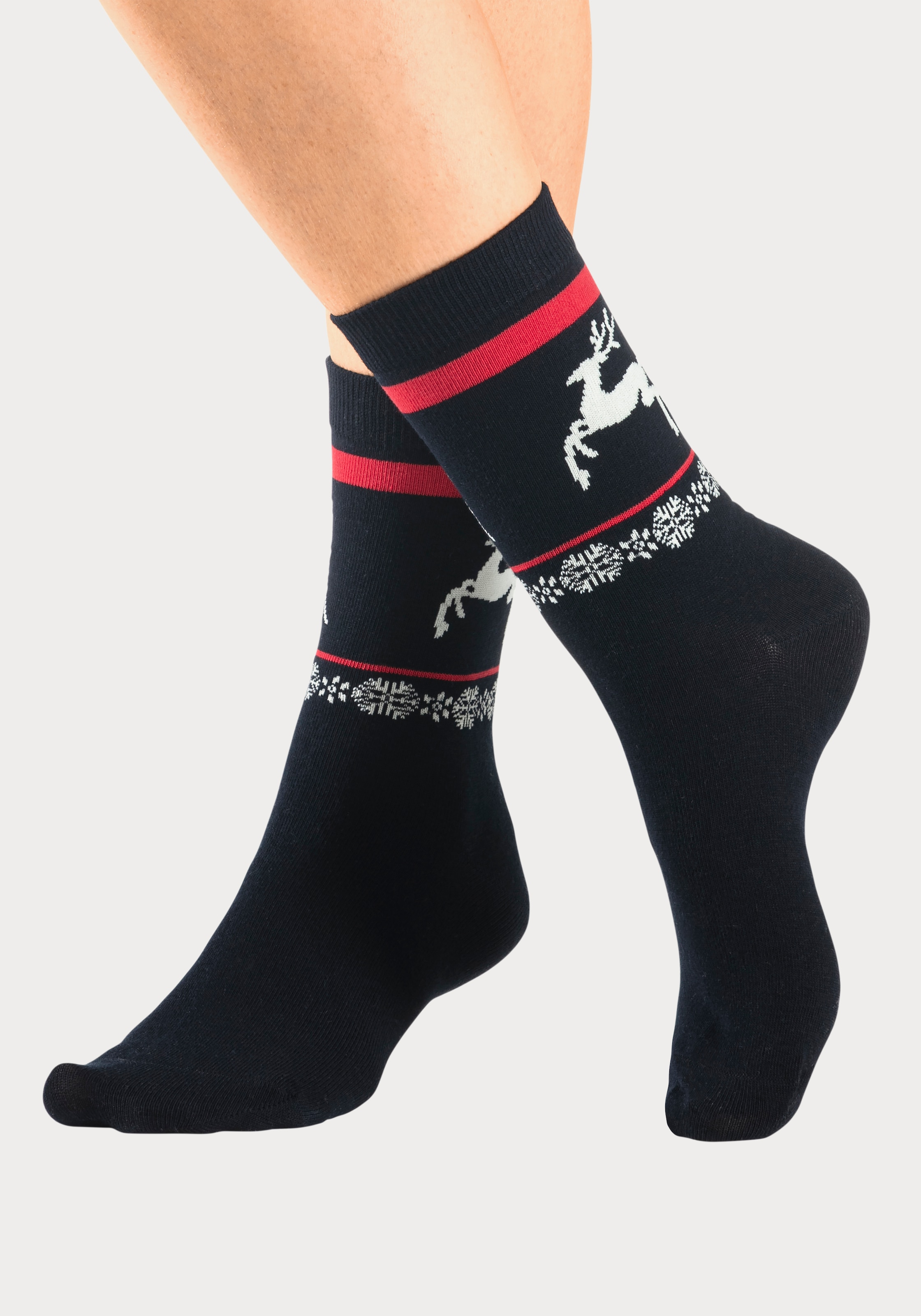 H.I.S Basicsocken, (Packung, 3 Paar), mit Wintermotiven