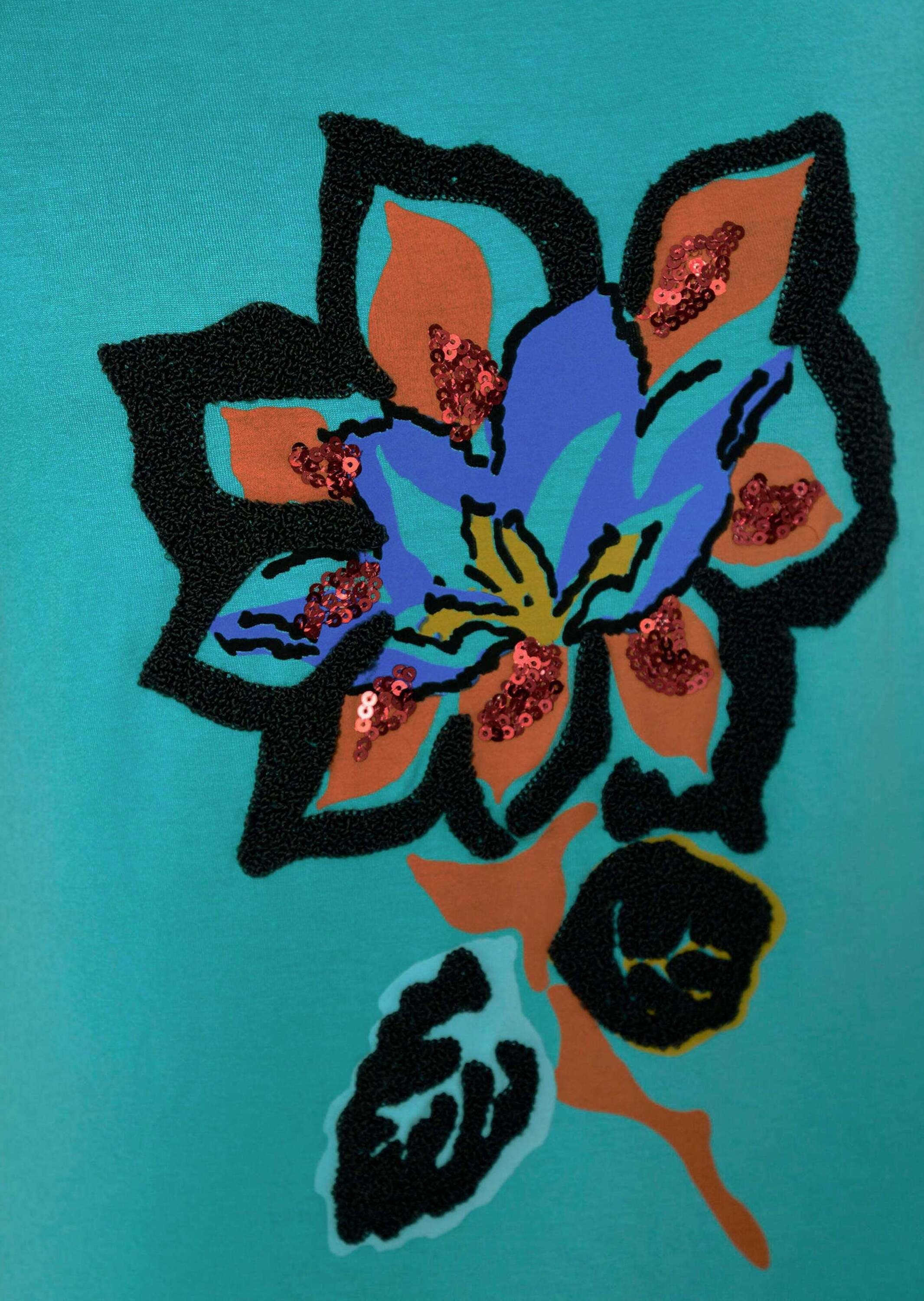 Alba Moda Kurzarmshirt »Shirt Shirt mit Blumenapplikation«