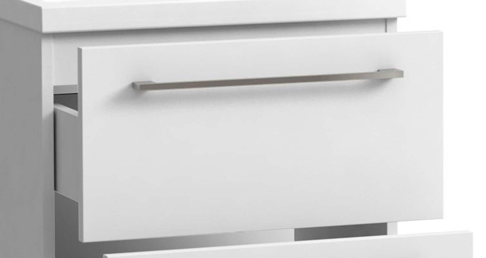 welltime Badezimmer-Set »Scandic«, (Komplett-Set, 2 St., 2-er set: Spiegel und Waschtisch mit 2 SK), 2in1 - Spiegel & Waschtisch mit Soft-Close, Keramikwaschbecken