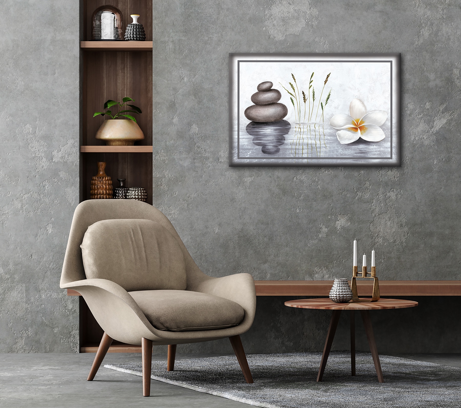 Bönninghoff Leinwandbild »Wandbild WELLNESS ZEN 60x90 cm – Leinwandbild Keilrahmen Deko modern« Spa Bilder | Stein | Zen 1 Stk. tlg. auf Keilrahmen gespannt
