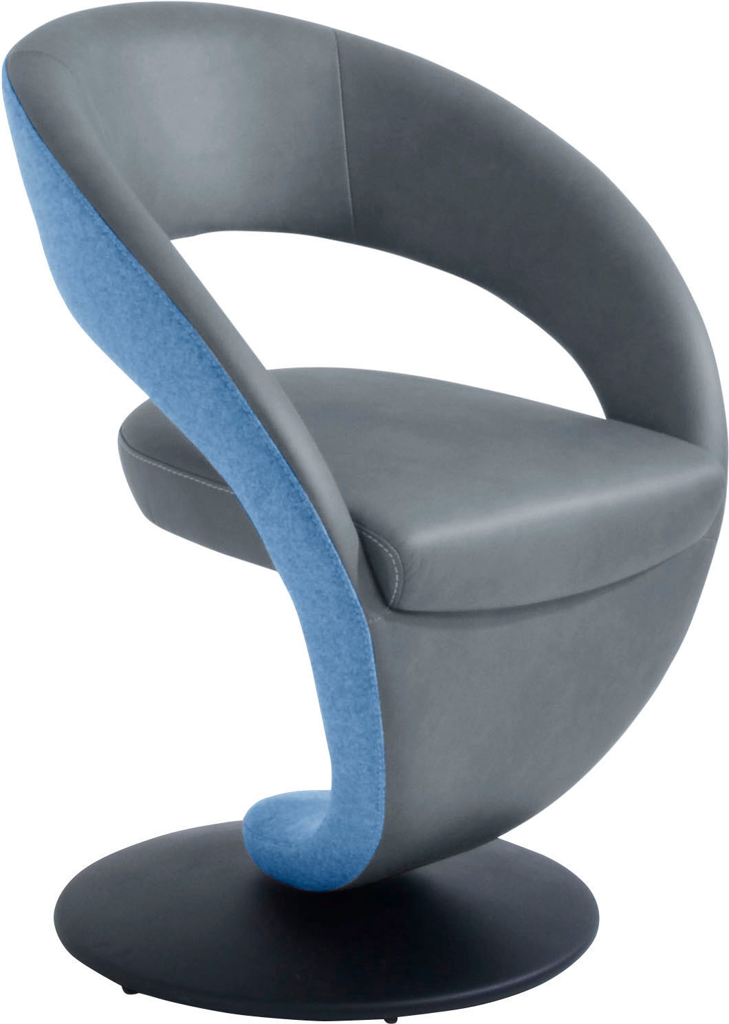 K+W Komfort & Wohnen Esszimmerstuhl "Wave, Drehstuhl, Polsterstuhl" () Design-Drehstuhl, Drehteller in Metall schwarz, Farbkombination