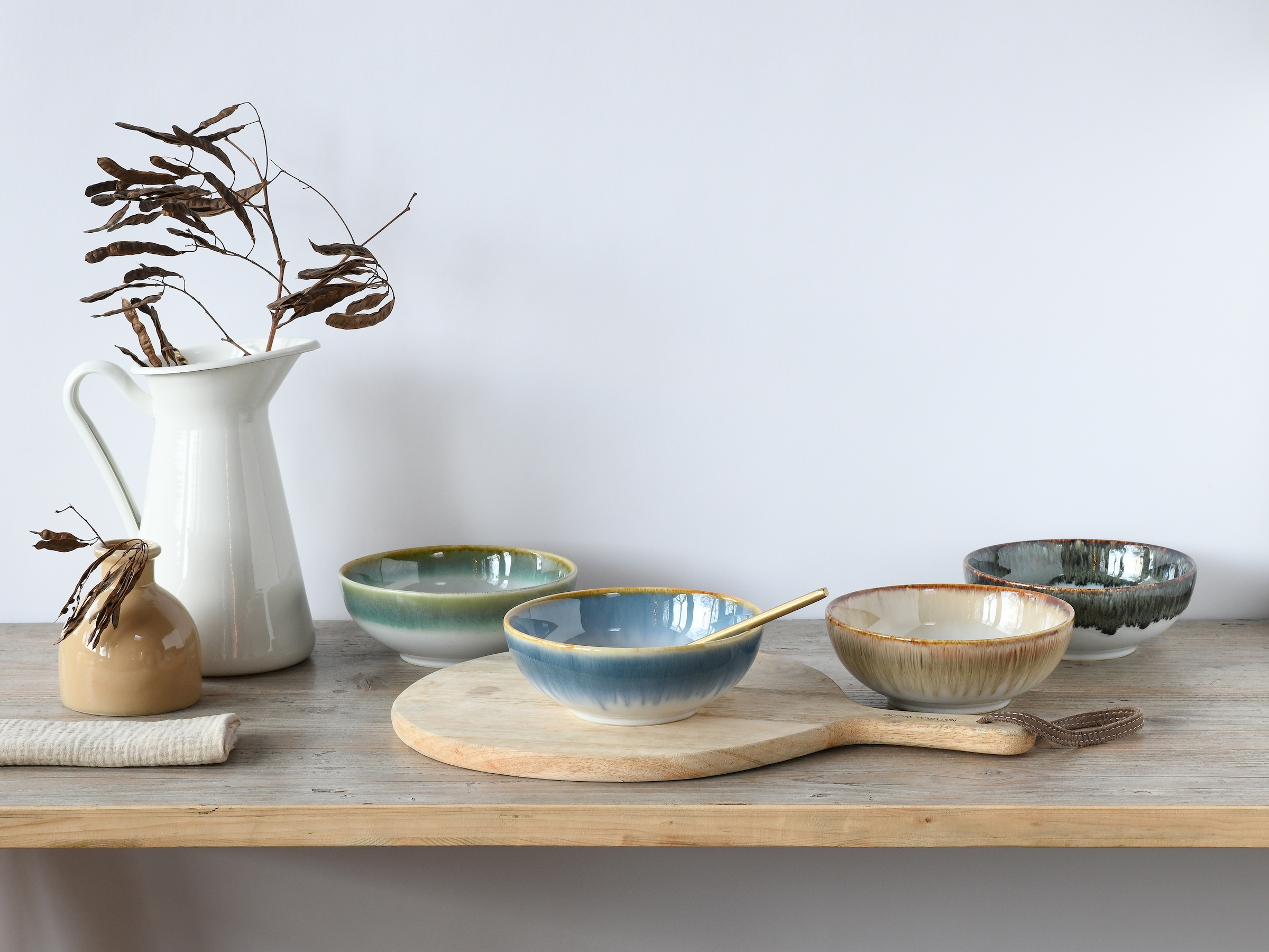 CreaTable Schale »Cascade, Smoothie Bowl 16 cm 4-tlg« 4 Stk. aus Steinzeug Rekativglasur, Healthy Food