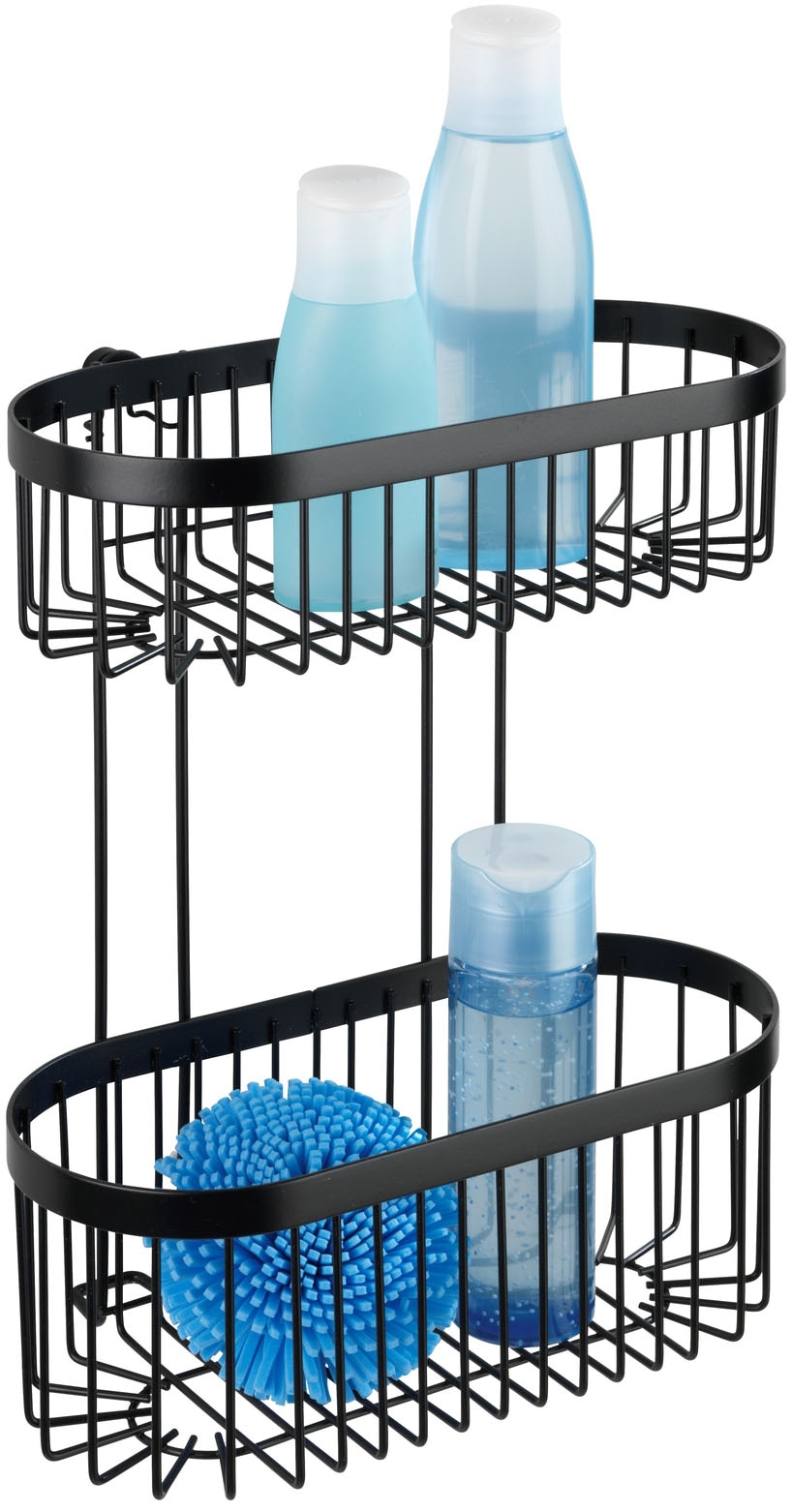WENKO Badregal »Classic Plus« Wandregal, befestigen ohne Bohren, Vacuum-Loc®, aus Stahl, schwarz