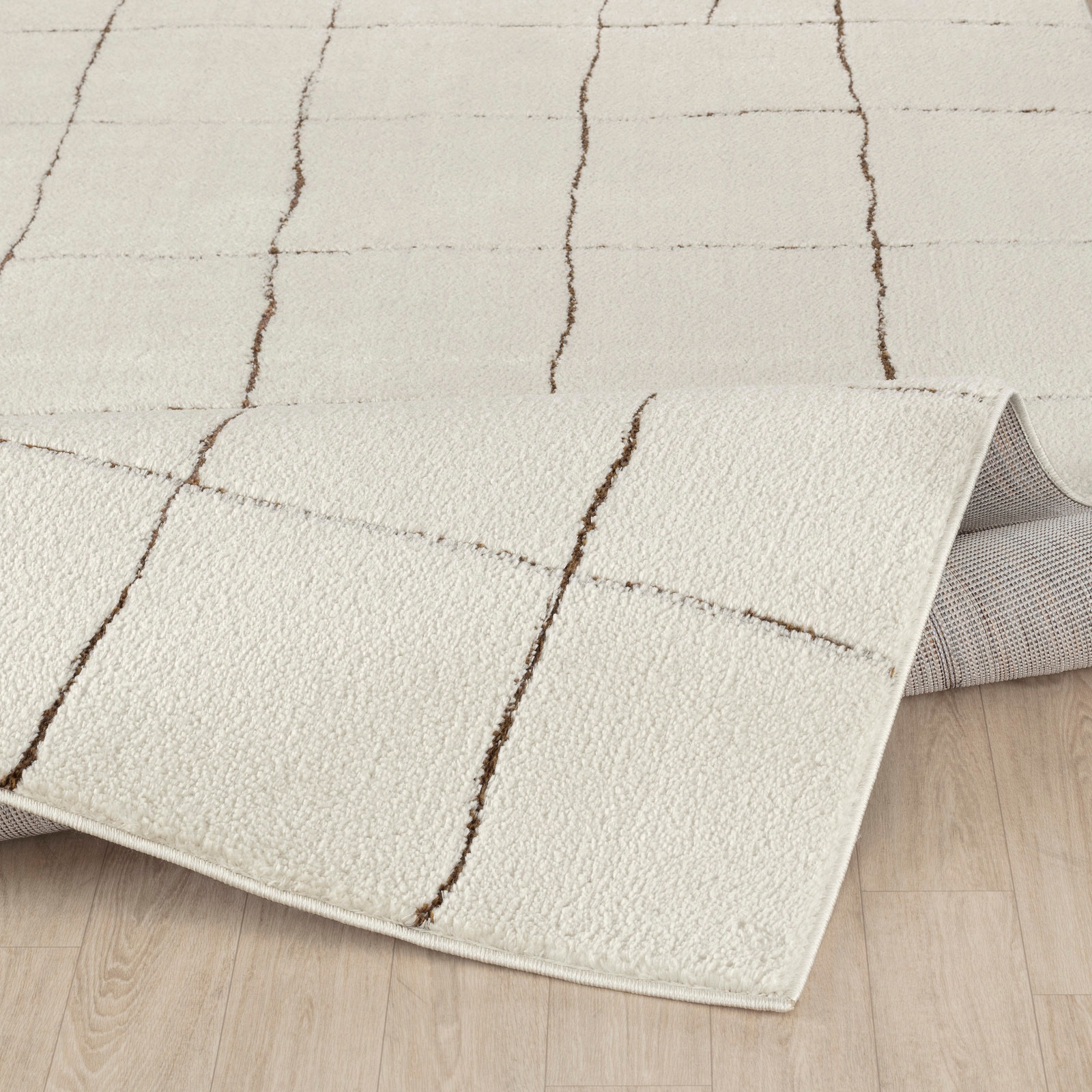 Livabliss Teppich »INCHON« rechteckig 14 mm Höhe Skandinavischer Teppich mit Karomuster, Kurzflor Wohnzimmerteppich