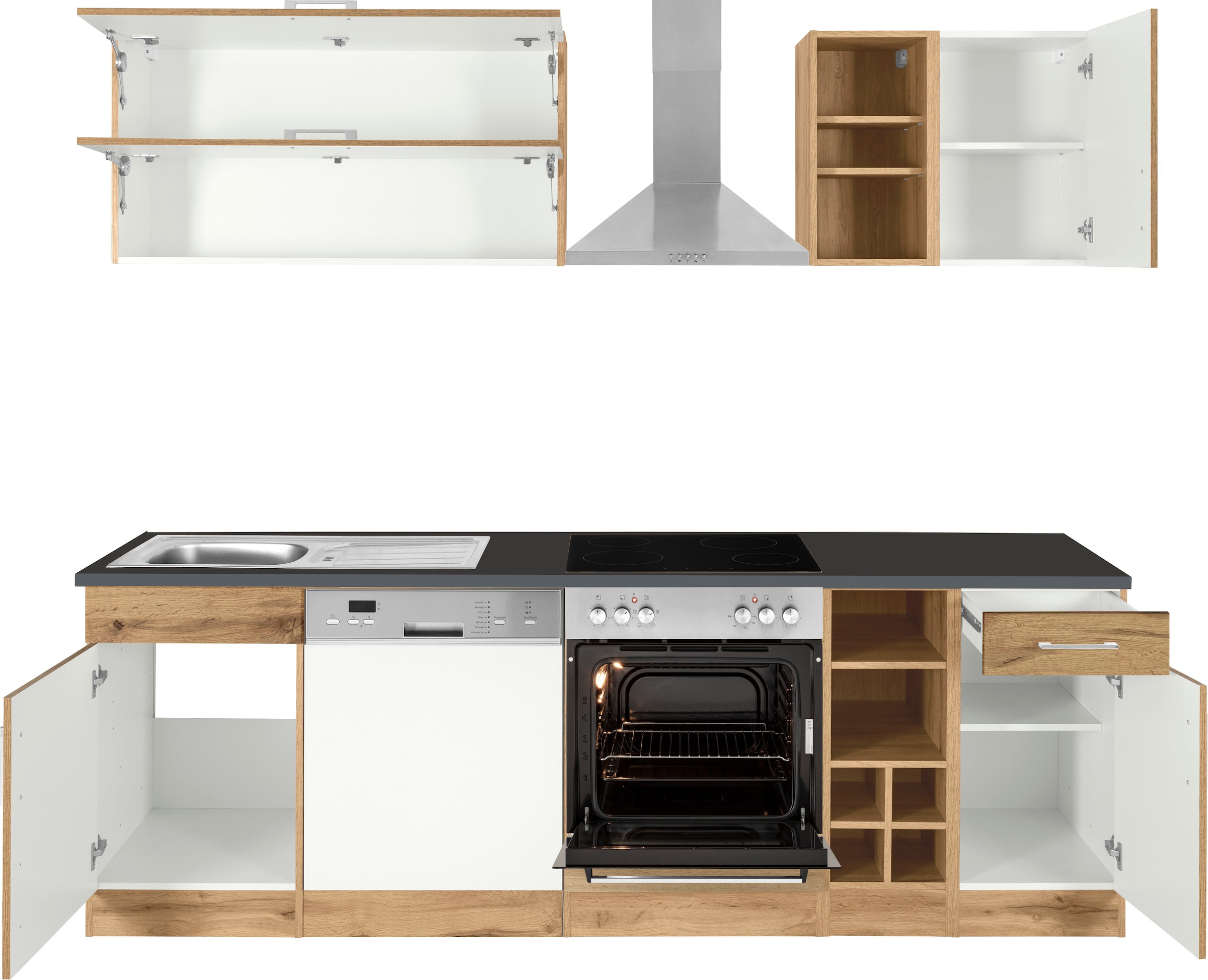 KOCHSTATION Küchenzeile »KS-Colmar« mit E-Geräten, Breite 240 cm