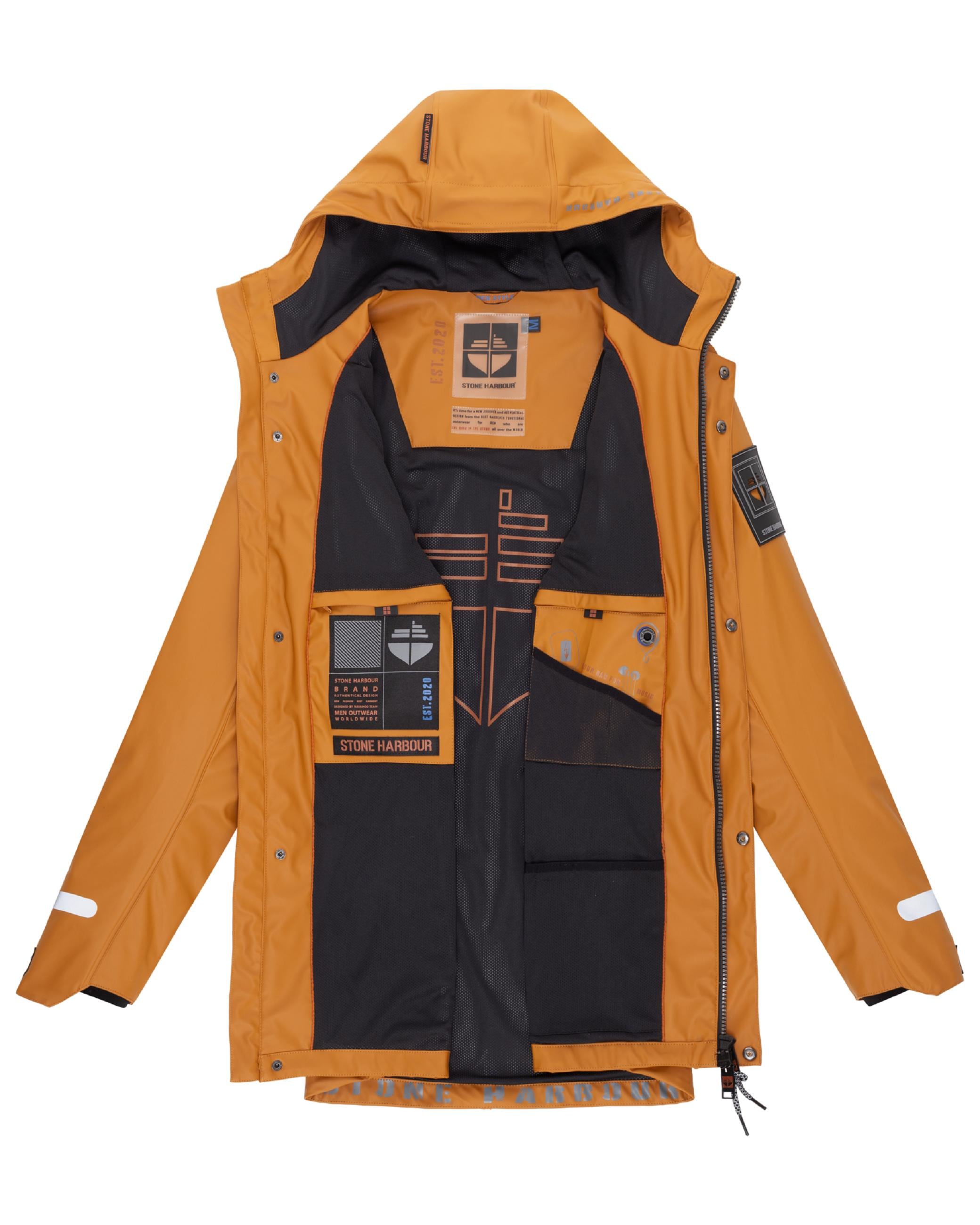 Stone Harbour Regenjacke »Regenmantel Tamio«, mit Kapuze, Wasserdichter Herren Regenjacke mit langen Ärmeln
