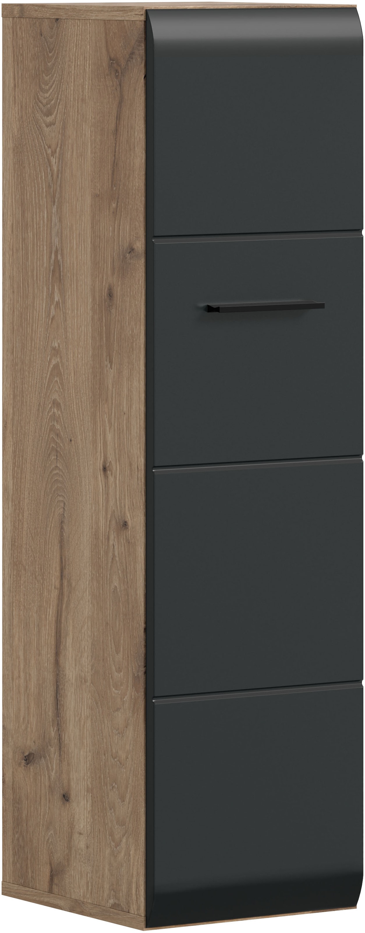 welltime Stauraumschrank »FLORENZ, Höhe 106 cm, 1 Tür, 4 Fächer, stehend & hängend montierbar« TOPSELLER!, 1 Stk. tlg. Türanschlag wechselbar, hochwertige MDF Front, Badschrank, Bad