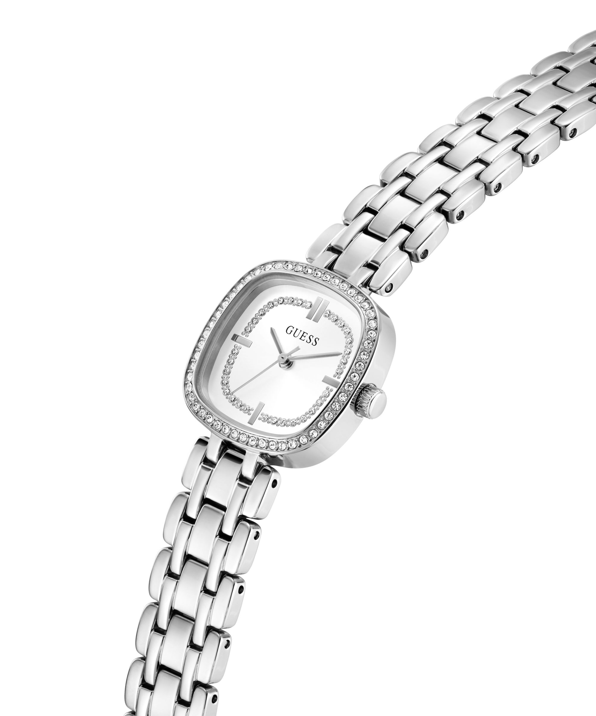 Guess Quarzuhr »HAZEL« Armbanduhr, Damenuhr, Edelstahlarmband, analog