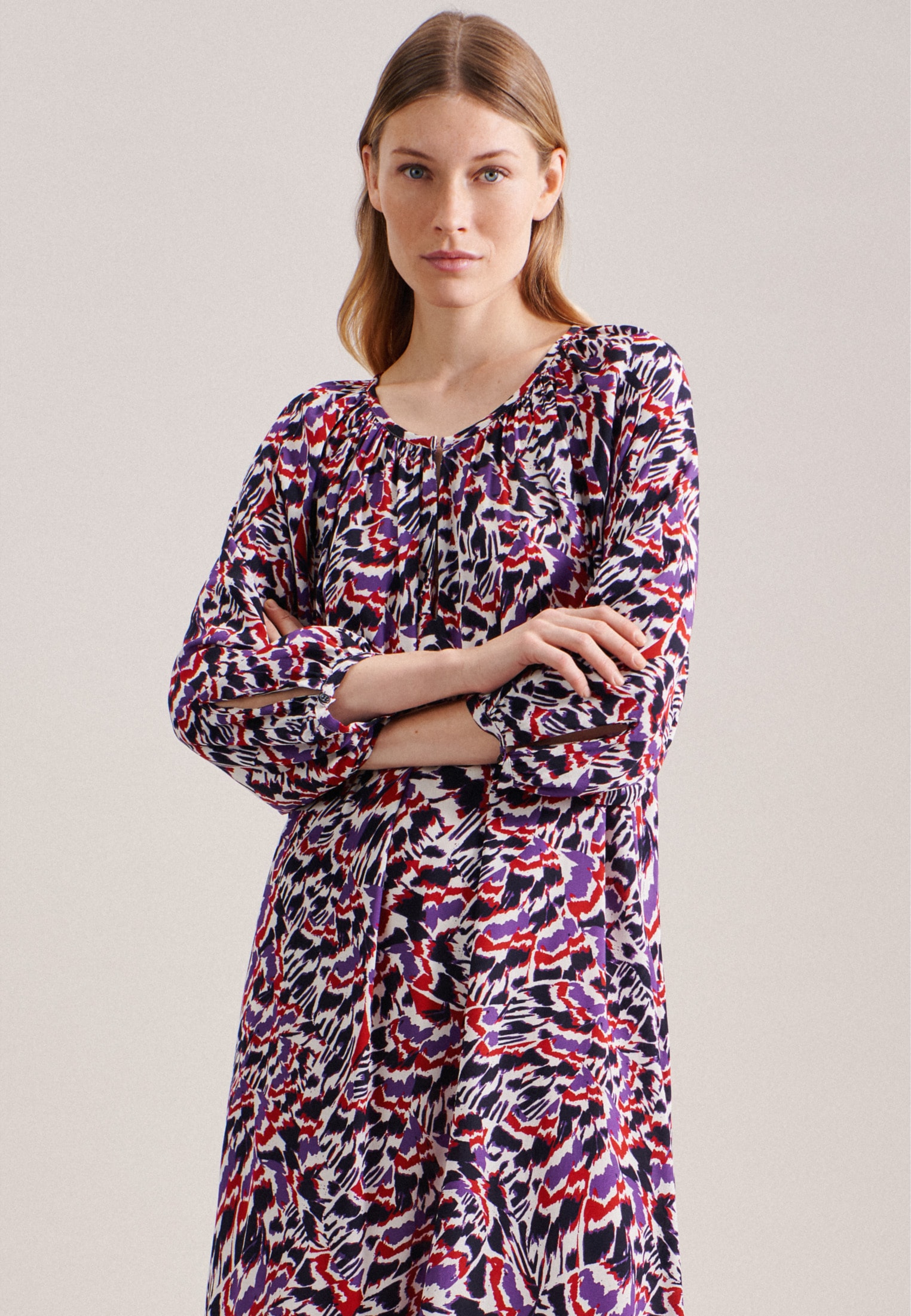 seidensticker Sommerkleid »Schwarze Rose« 3/4-Arm Rundhals Druck