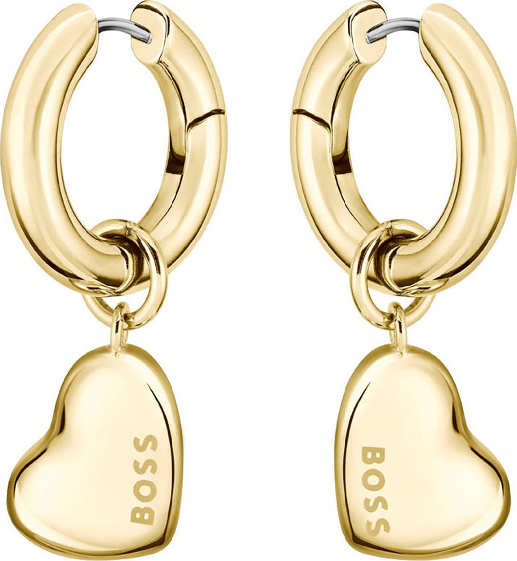 BOSS Paar Creolen »HONEY LOVE, Herz, 1580640, 1580641«, Einhänger abnehmbar
