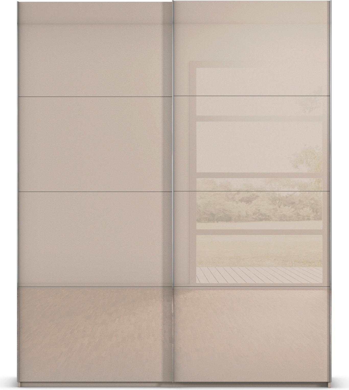 rauch Schwebetürenschrank »Kleiderschrank Schrank Garderobe Schlafzimmerschrank SCALE-FYRA«, edle viergeteilte Türen mit Glas-Front viele Farben MADE IN GERMANY