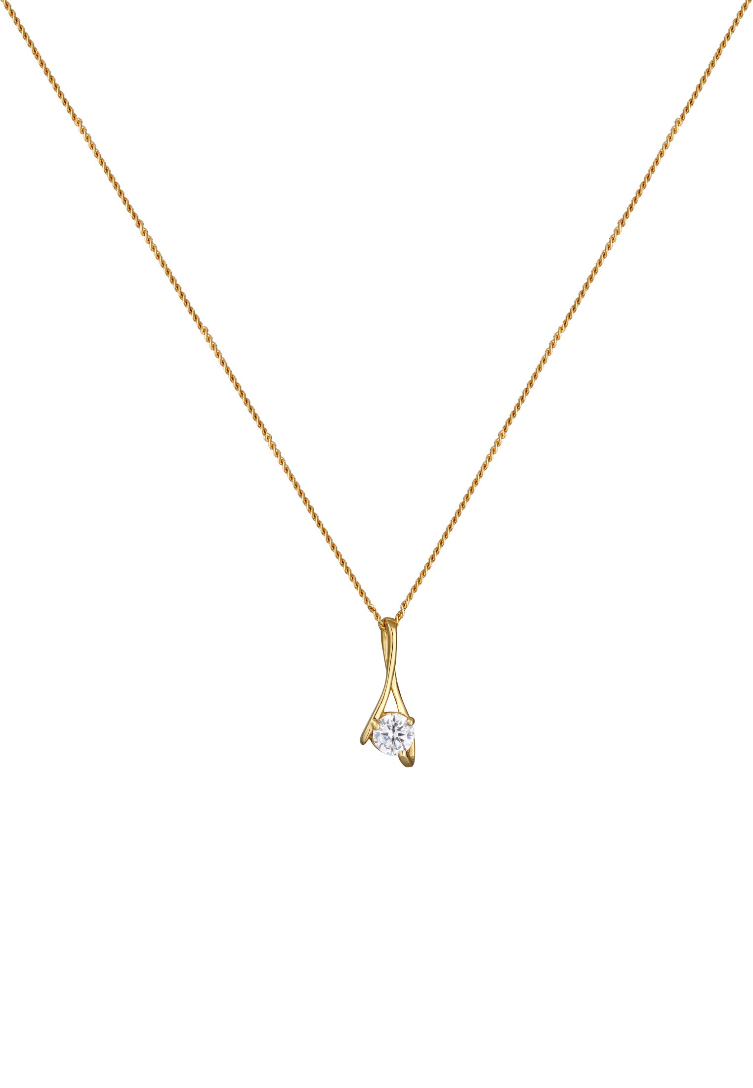 Elli Premium Silberkette »Halskette Zirkonia 585 Gelbgold«