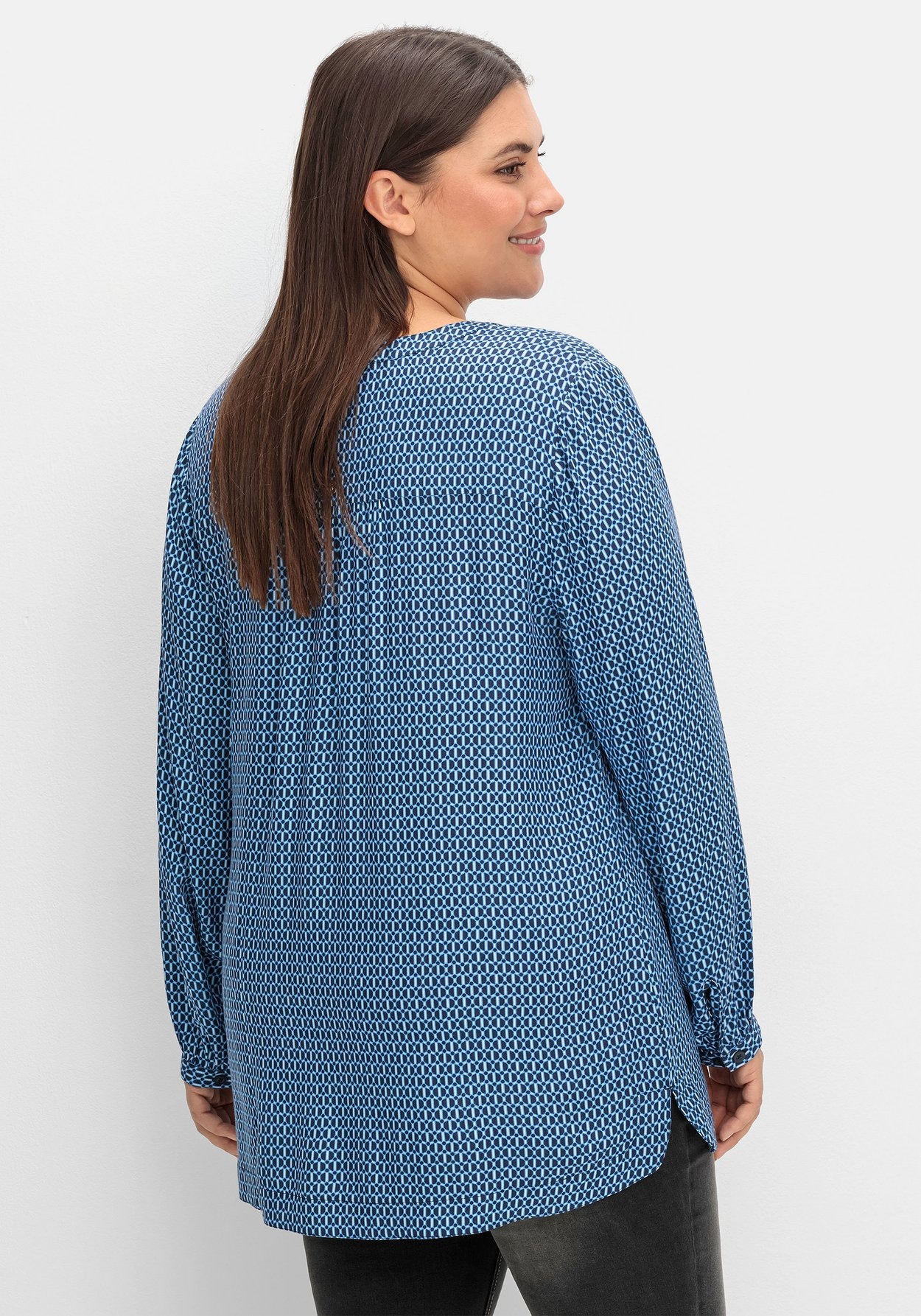 Sheego Longtunika »Longtunika mit Minimaldruck und Knopfleiste«