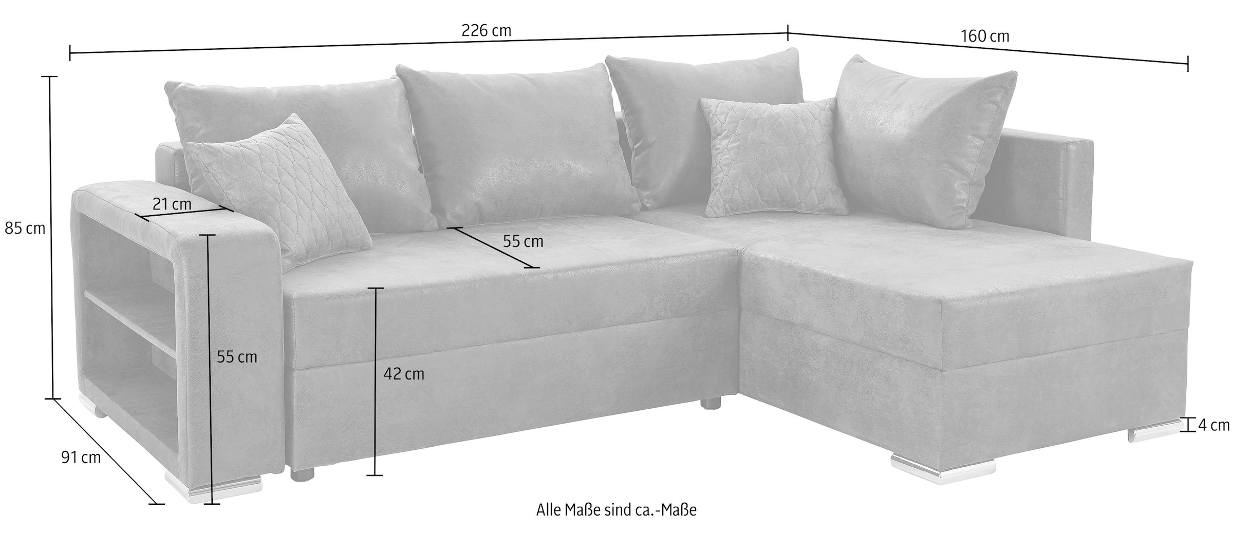 und Bettfunktion inklusive Ecksofa, Raten auf COLLECTION AB kaufen Bettkasten