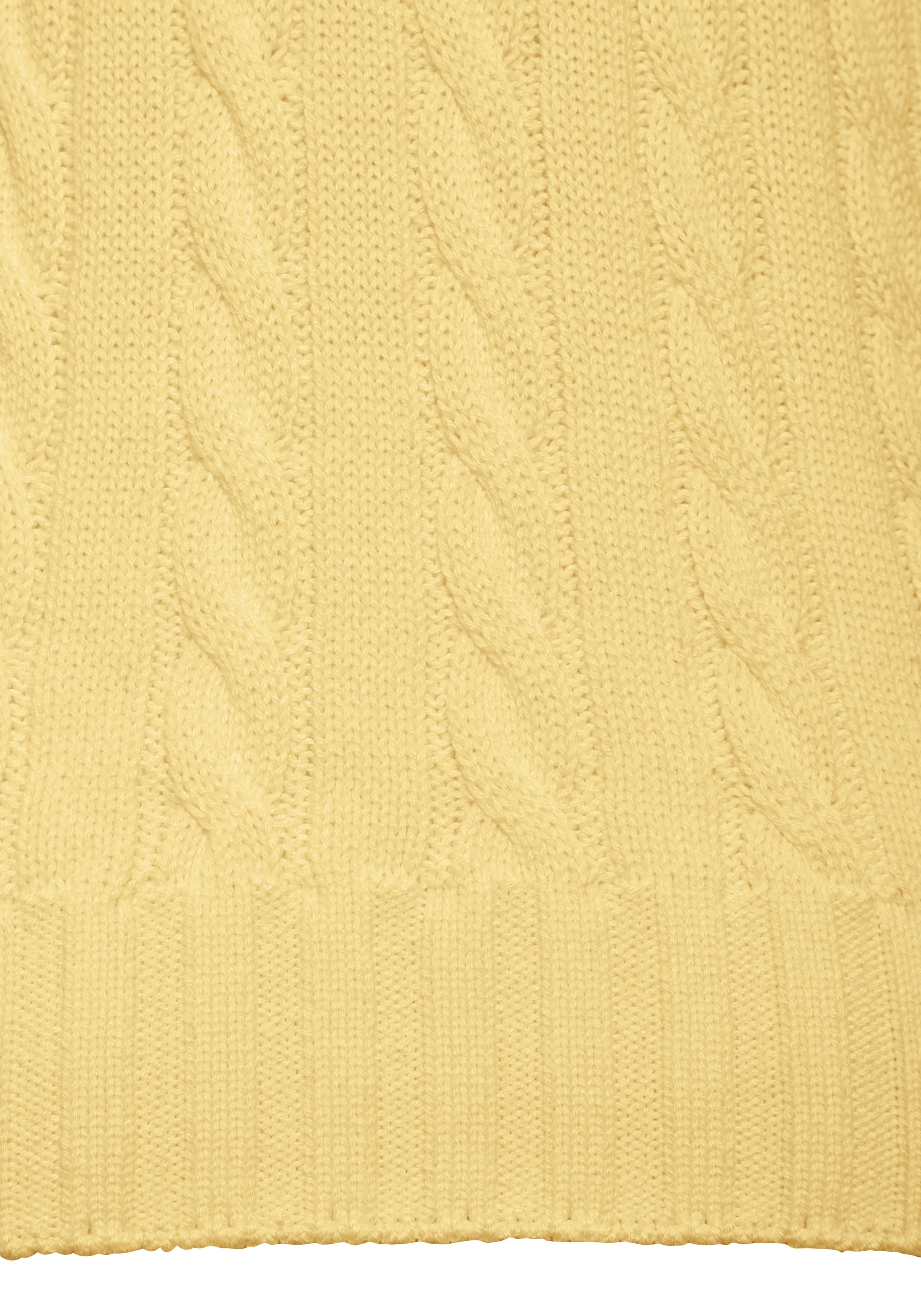 LASCANA V-Ausschnitt-Pullover »mit Zopfstrickmuster« gemütlicher Strickpullover, unifarbener Zopfpullover, klassische Form
