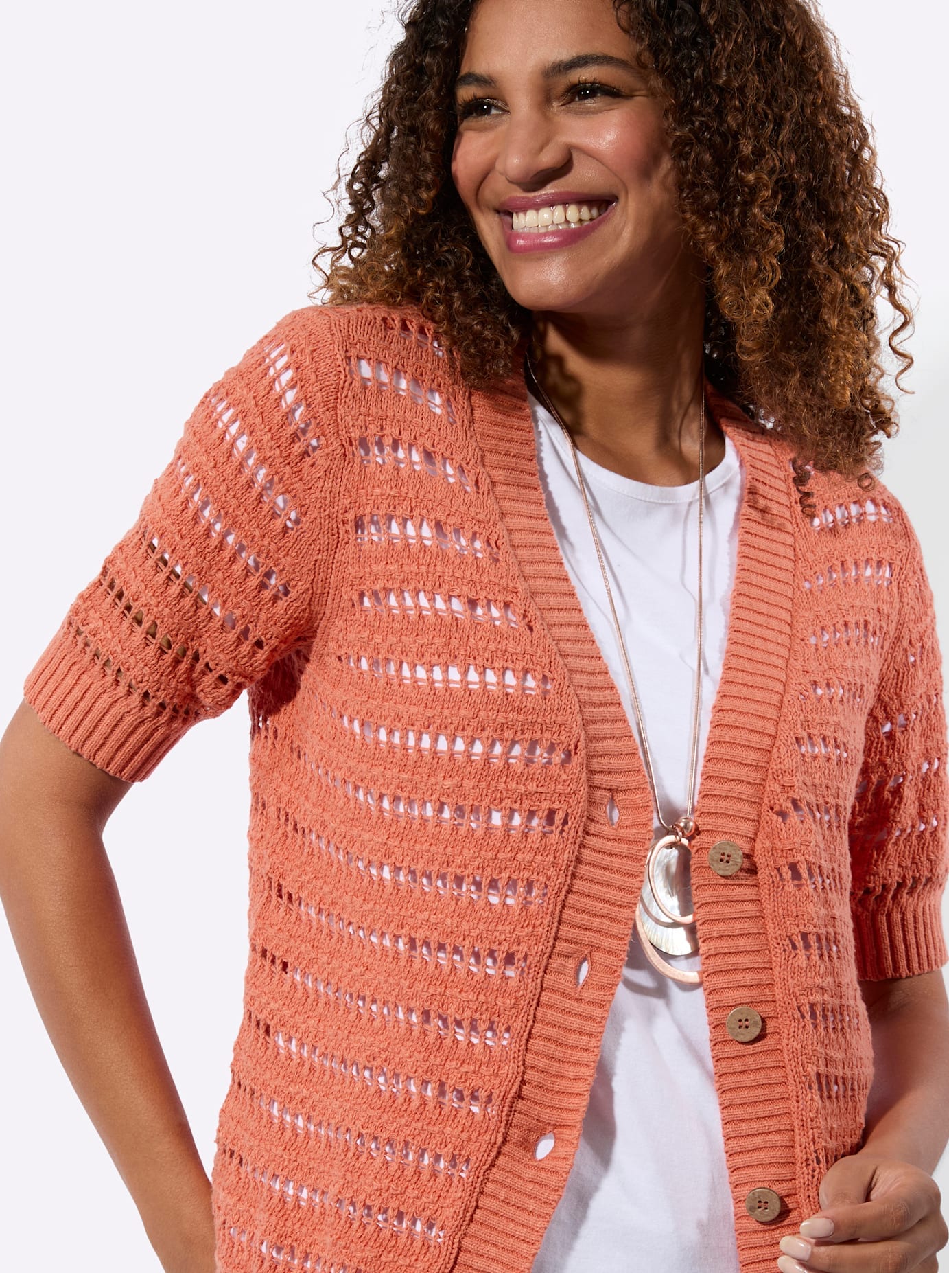 creation L Ajourstrickjacke