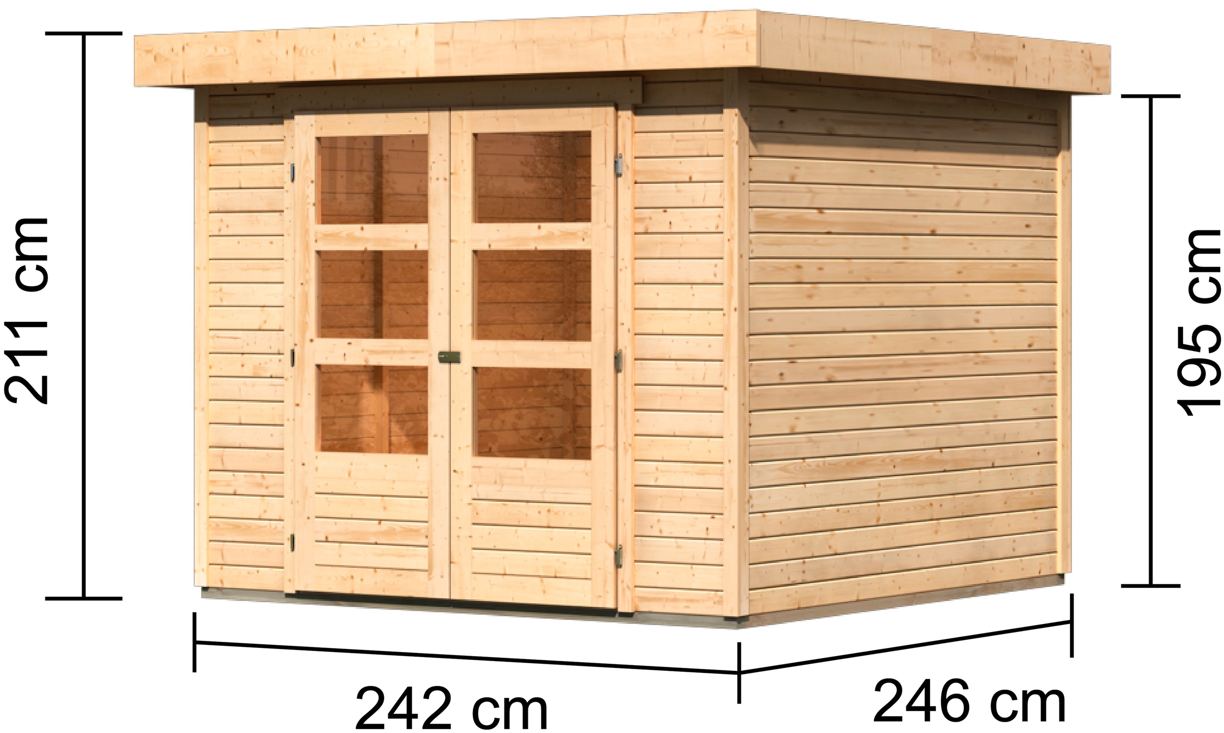 Karibu Gartenhaus »Arnis 3,5« naturbelassen oder terragrau