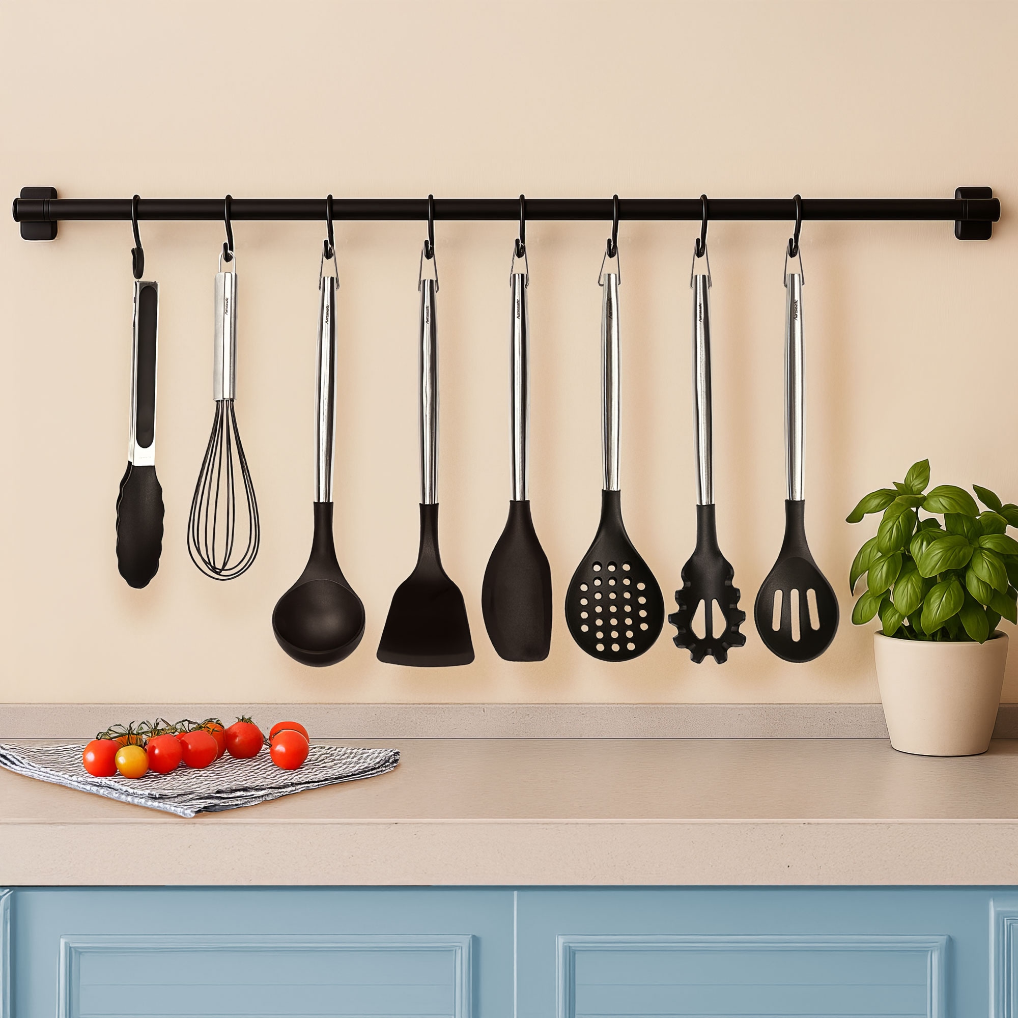 Hanseatic Kochbesteck-Set »hanseatic PREMIUM, 8-tlg. Küchenhelfer-Set« mit Edelstahlgriffen und Aufhängung