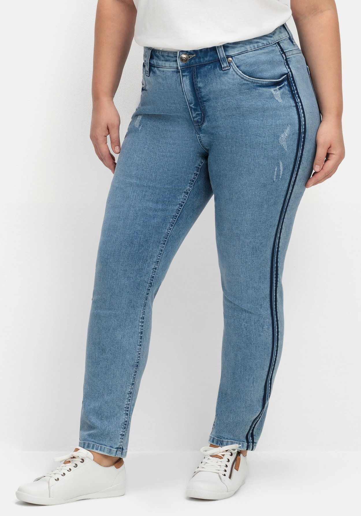 Sheego Stretch-Jeans »Jeans mit seitlichen Galonstreifen«