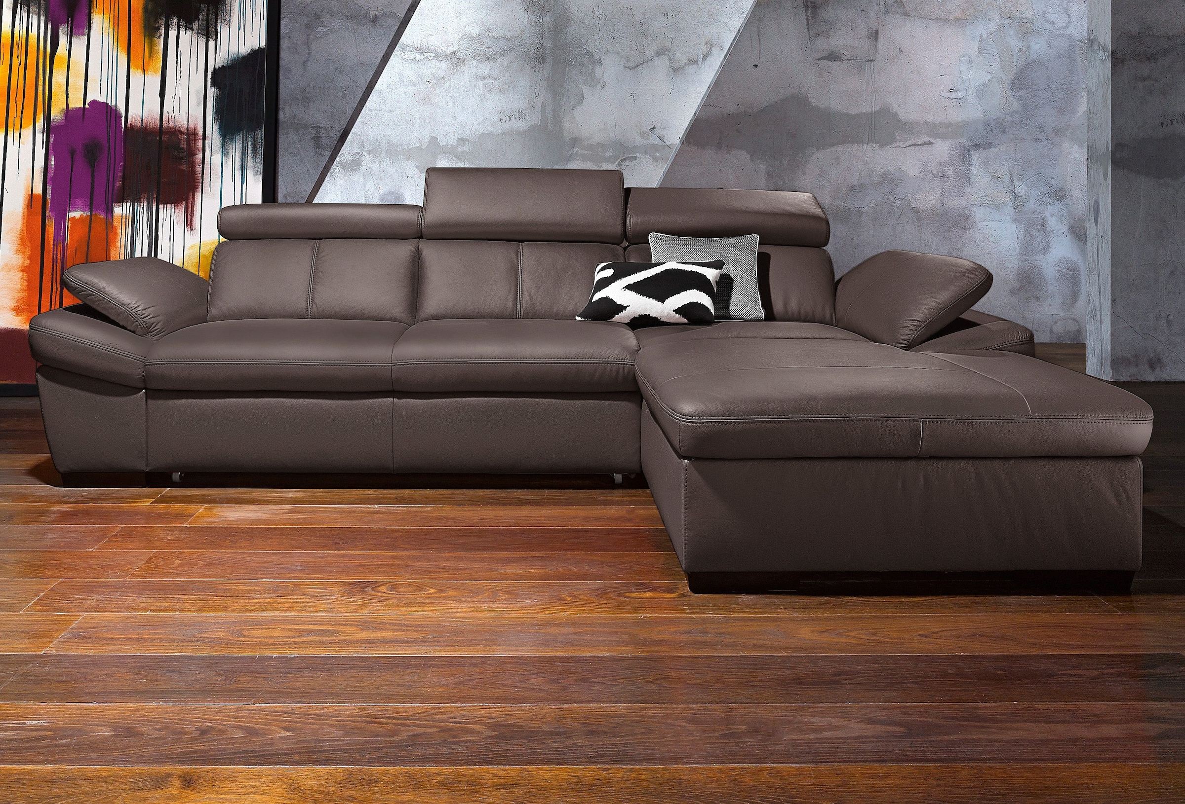 exxpo - sofa fashion Ecksofa »Salerno, klassisch modernes Funktionssofa, hoher Sitzkomfort, L-Form«, inkl. Kopf- und Armteilverstellung, wahlweise mit Bettfunktion