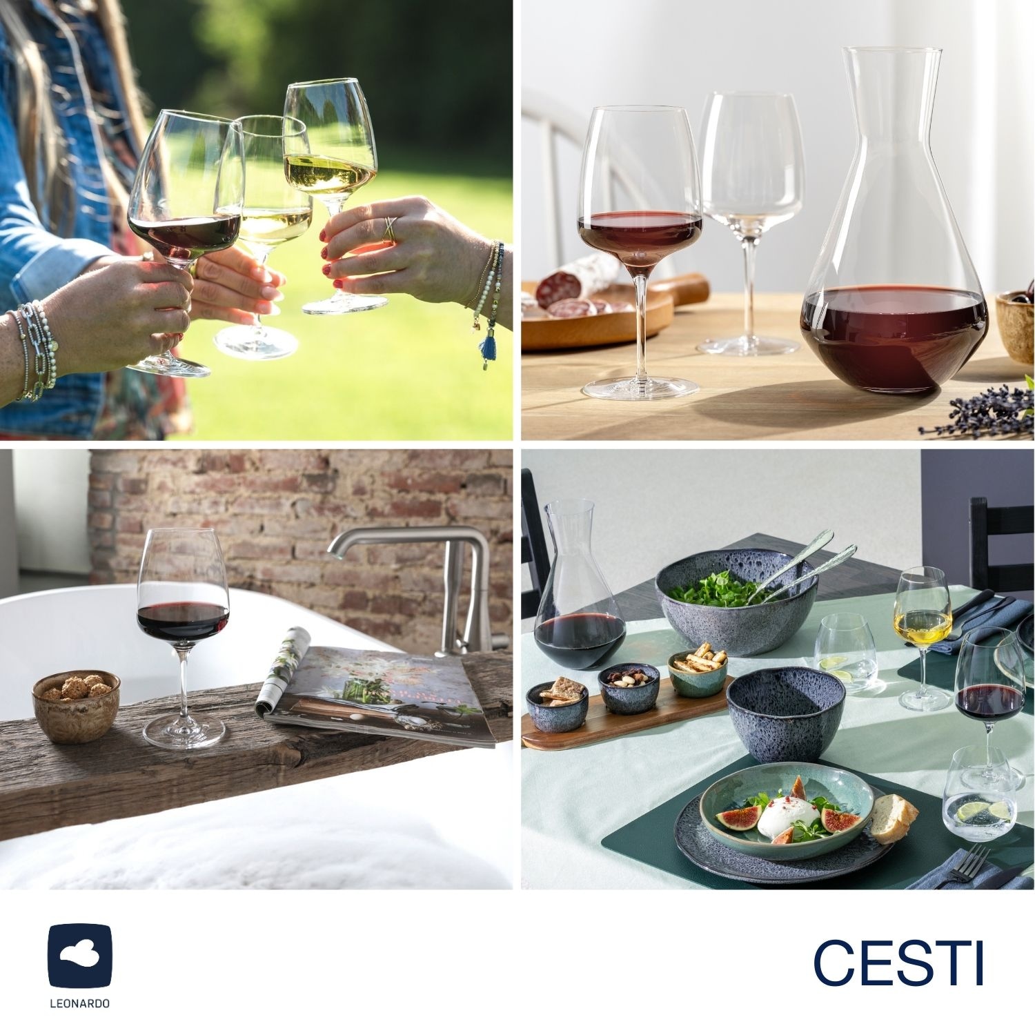 LEONARDO Rotweinglas »Weinset CESTI + Poliertuch« 2 Weingläser und 1 Karaffe mit Poliertuch