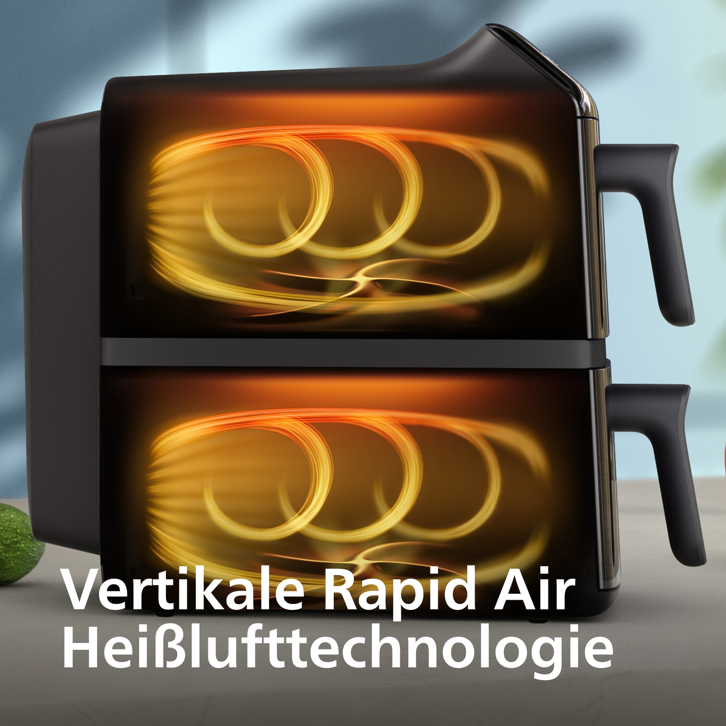 Philips Heißluftfritteuse »NA462/70 4000 Series Stacked Dual Basket und 10L Kapazität (5+5L)« 2750 W Fassungsvermögen 0 l RapidAir Technologie; Schwarz/Dunkelgrau, kupfer Griff