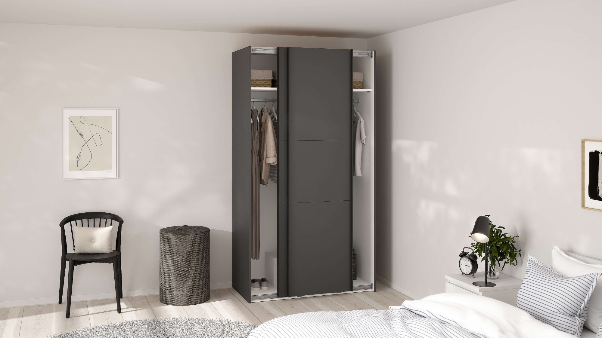 Home affaire Schwebetürenschrank »Como, Kleiderschrank, Schlafzimmerschrank« Schwebetüren, Kleiderstange, Einlegeboden (Breite 118,5/178,5/244 cm)