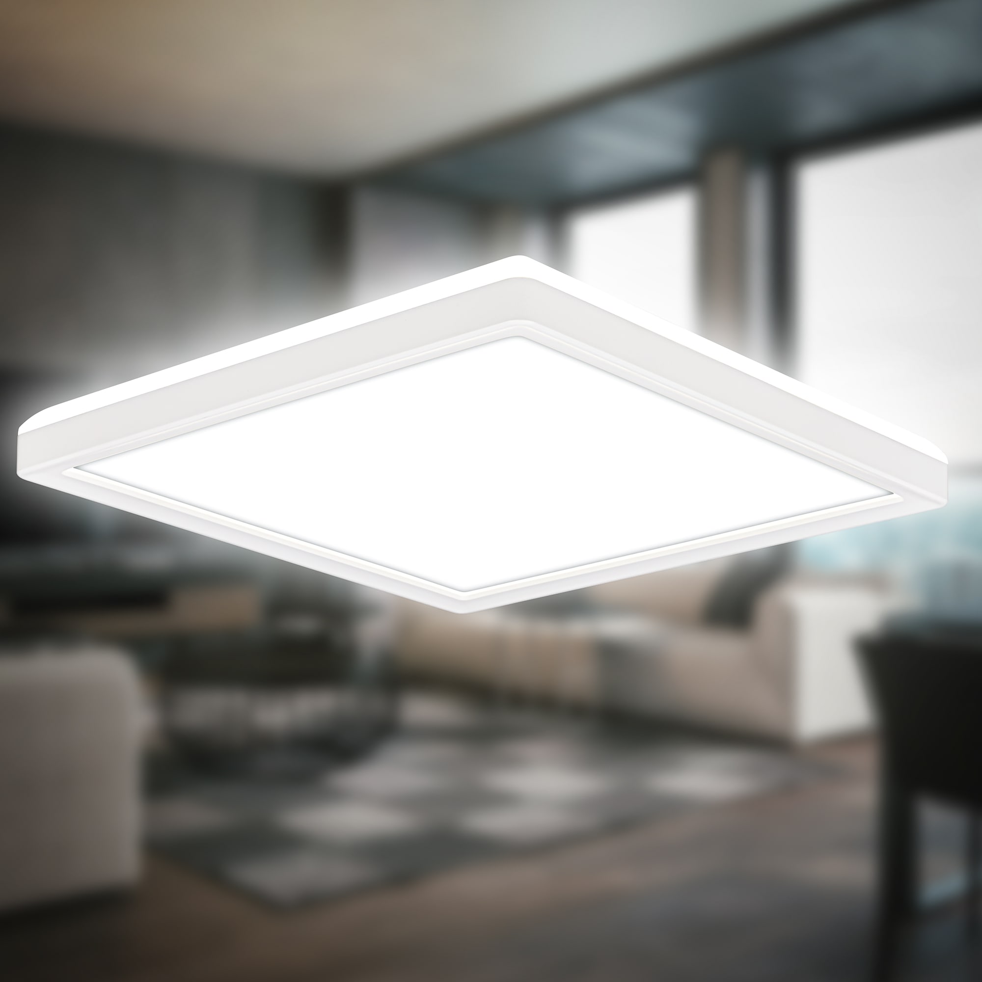 B.K.Licht LED Deckenleuchte »BKL1599 Ultraflache Deckenlampe, LED Panel mit Backlight« LED-Modul 1 Stk. Neutralweiß 4.000K, 1.900 Lm, 16W, indirekte Hintergrundbeleuchtung, 24x24cm, Weiß