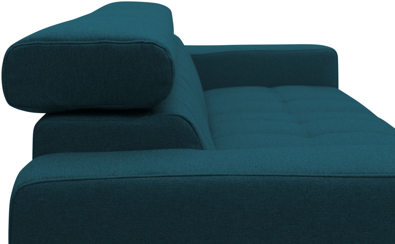 DOMO collection Ecksofa »Trento L-Form, mit Kufenfuß oder Einzelfuß«, wahlweise mit Kopfteilverstellung, Recamiere links/rechts bestellbar
