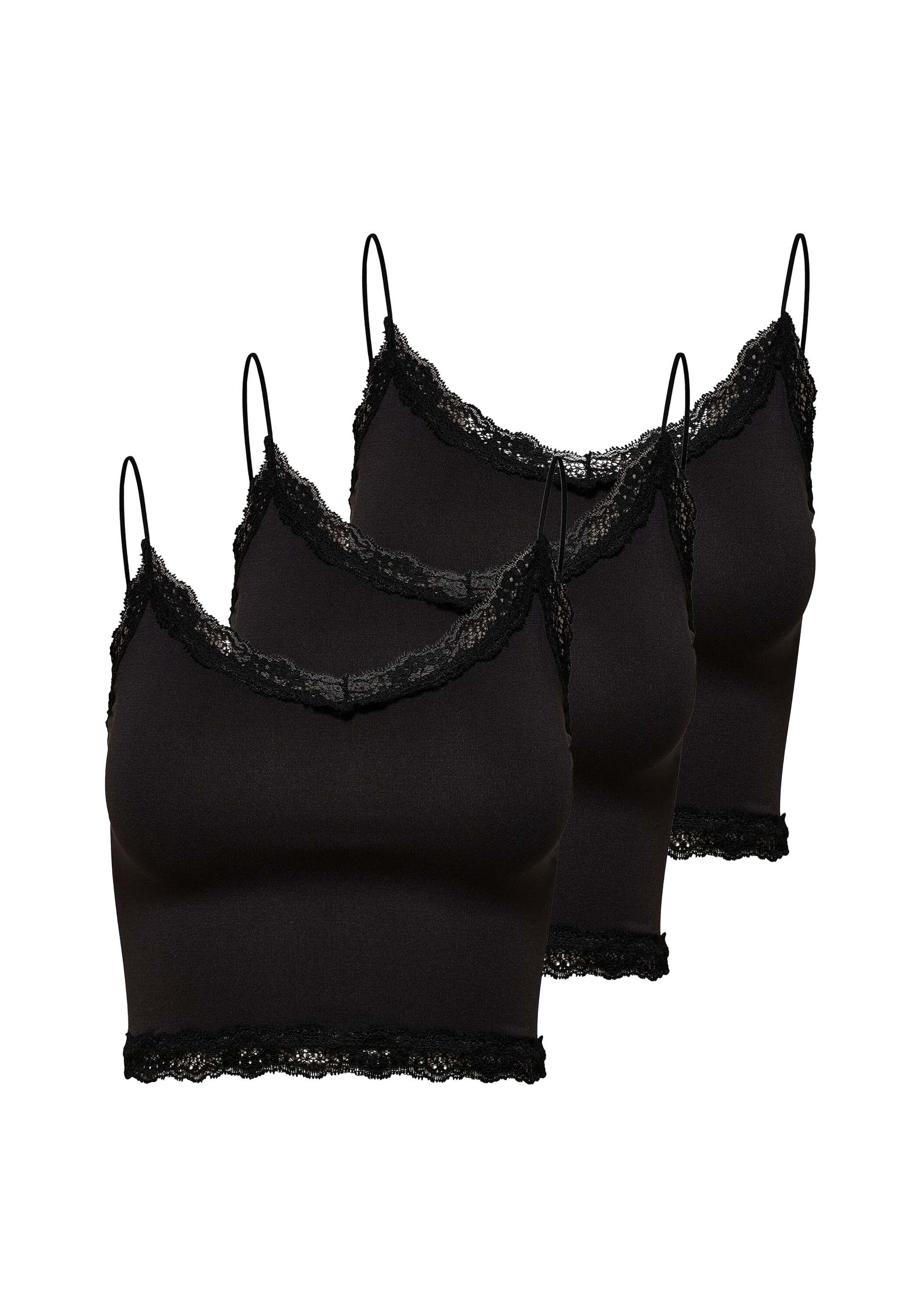 ONLY T-Shirt »T-Shirt ONLVICKY LACE SEAMLESS CROPPED TOP 3P 3er Pack«