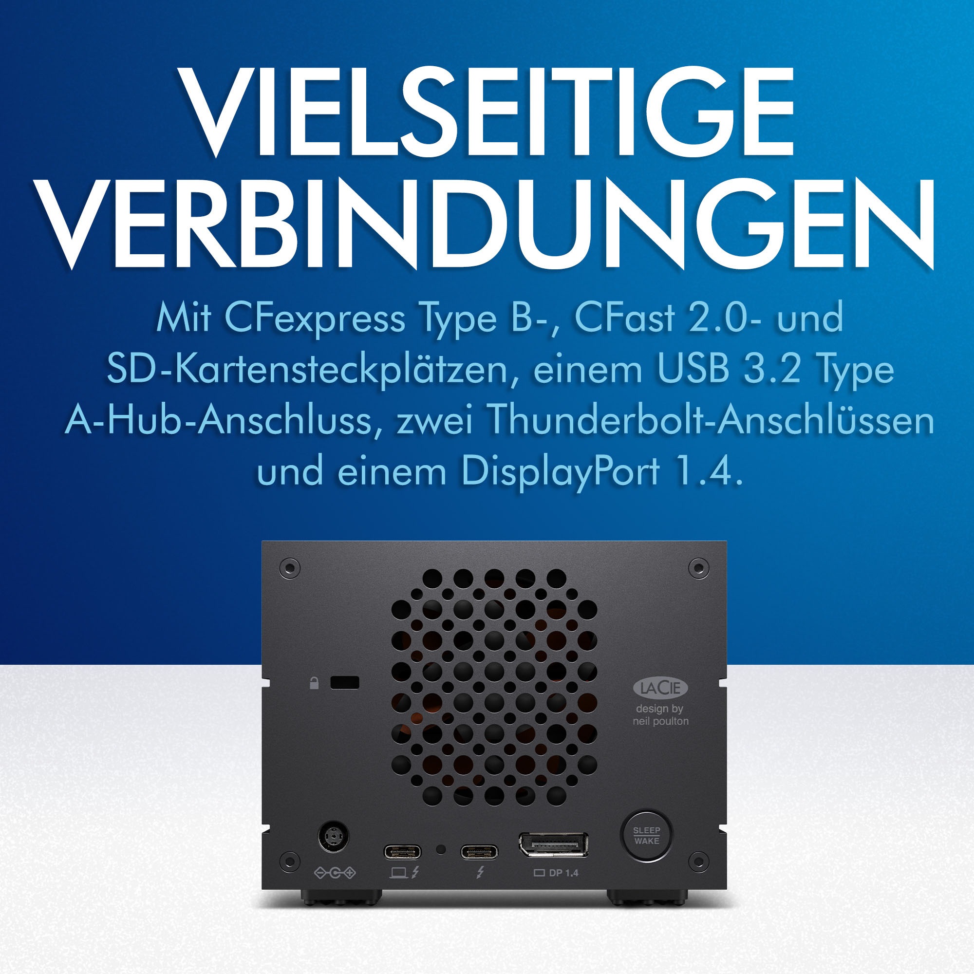 LaCie HDD-NAS-Festplatte »2big Dock Thunderbolt™3« 20 TB Anschluss DisplayPort | SD-/CF-Kartensteckplätze | Thunderbolt 3 | USB 3.2 Gen-2