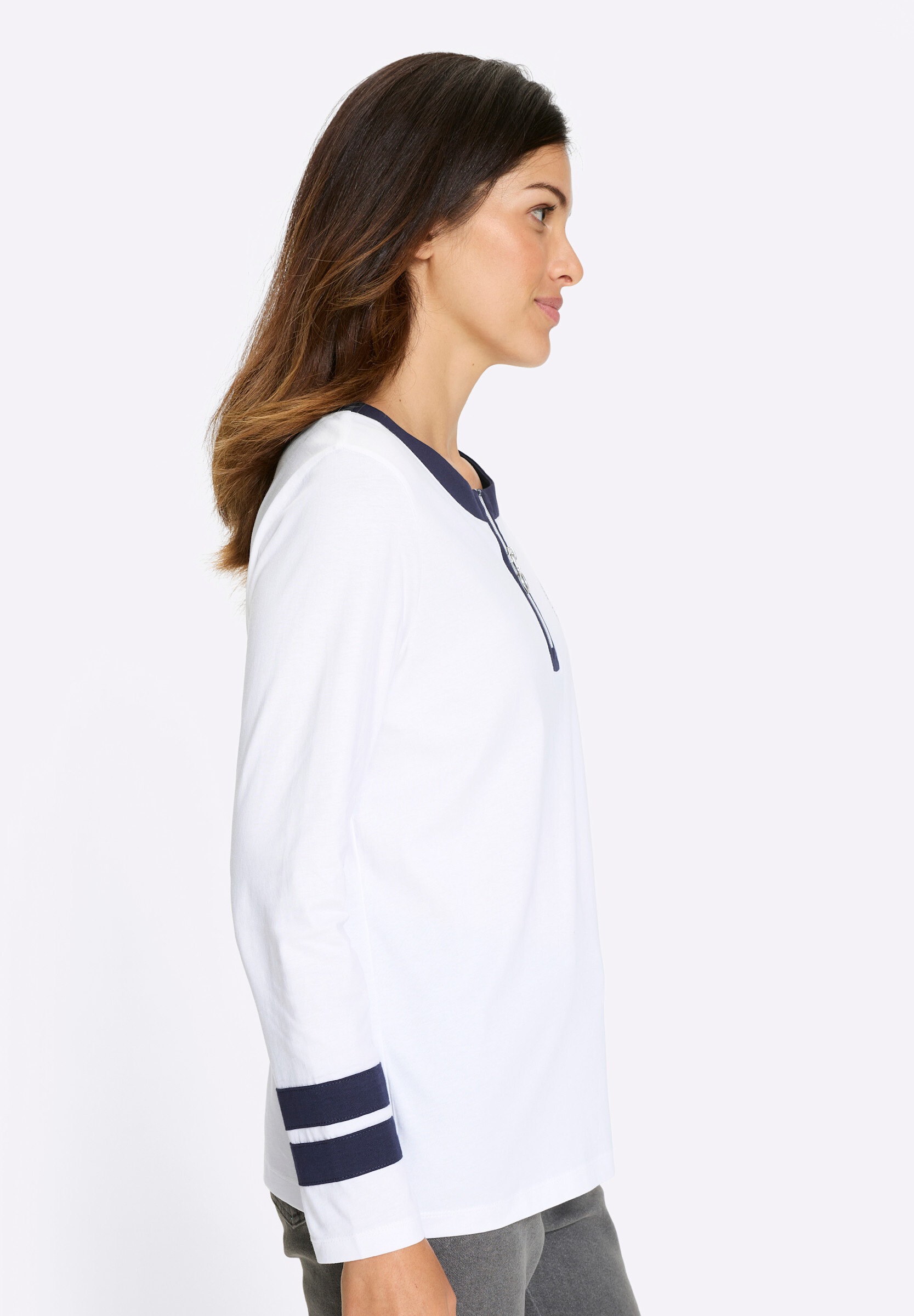 Sieh an! T-Shirt »Langarm-Shirt Langarmshirt mit Kontrast-Streifen«
