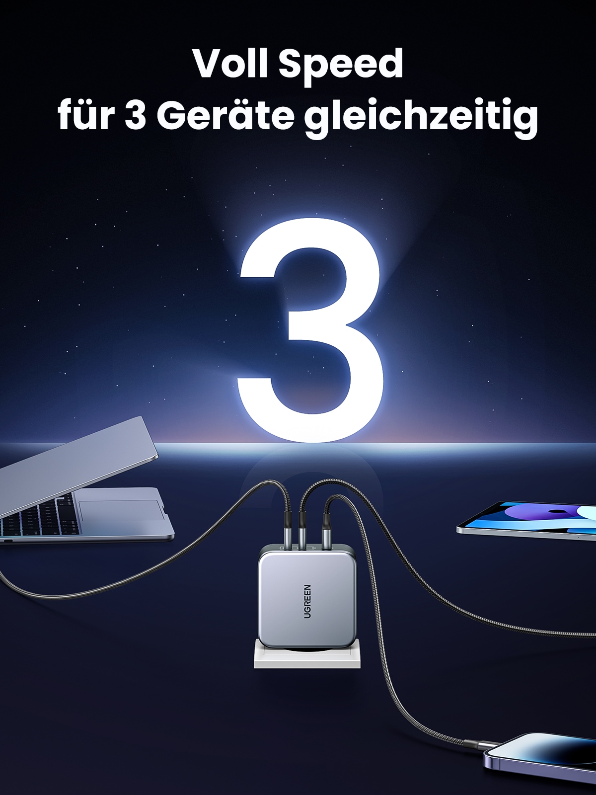 UGREEN Schnelllade-Gerät »Nexode USB-A+2*USB-C 140W GaN Fast Charger+USB-C Cable 1.5m CD289«